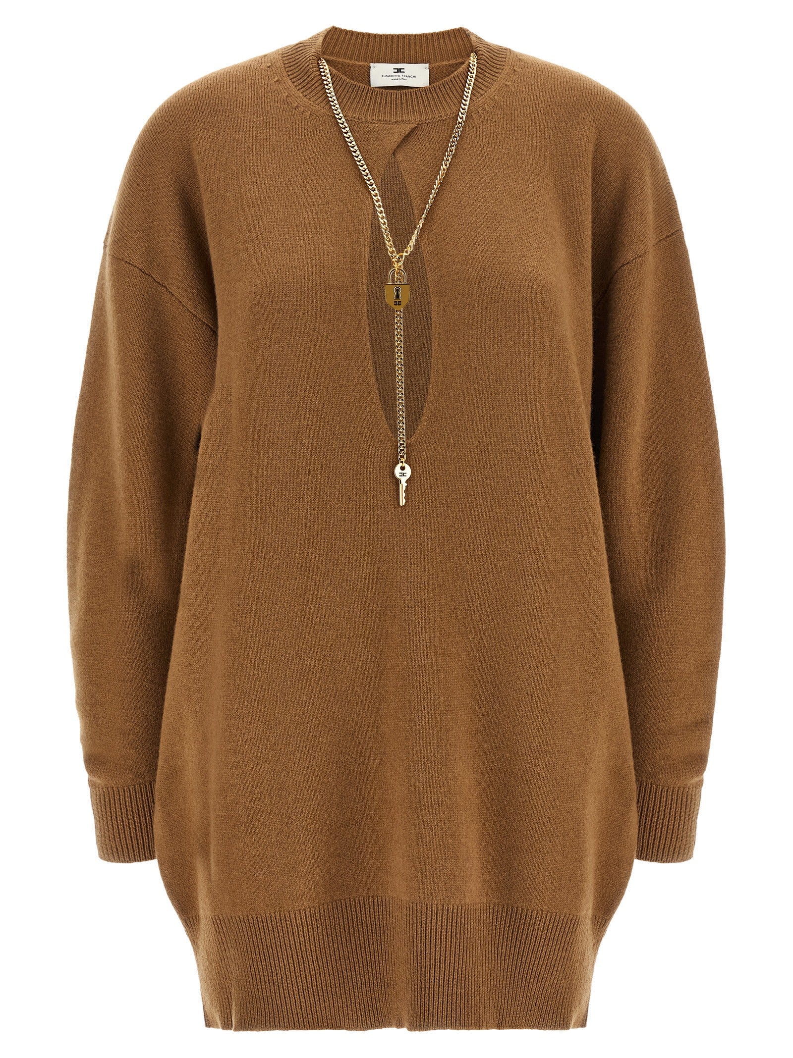 Elisabetta Franchi Brown Wool Short Dress