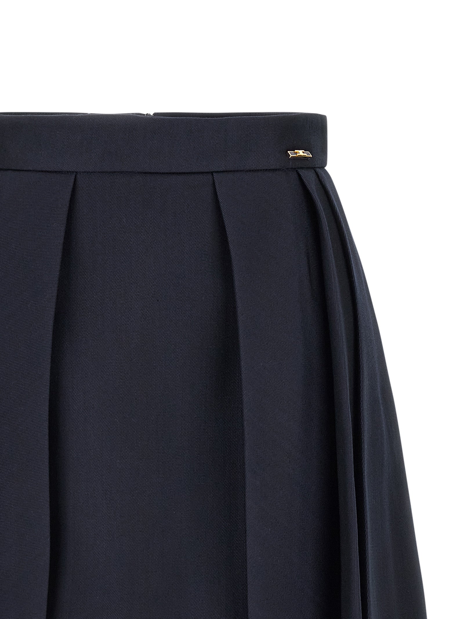 Elisabetta Franchi Blue Virgin Wool Long Skirt