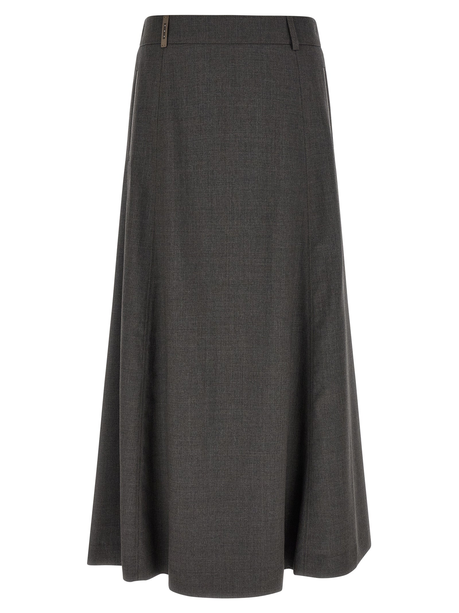 Peserico Gray Virgin Wool Midi Skirt