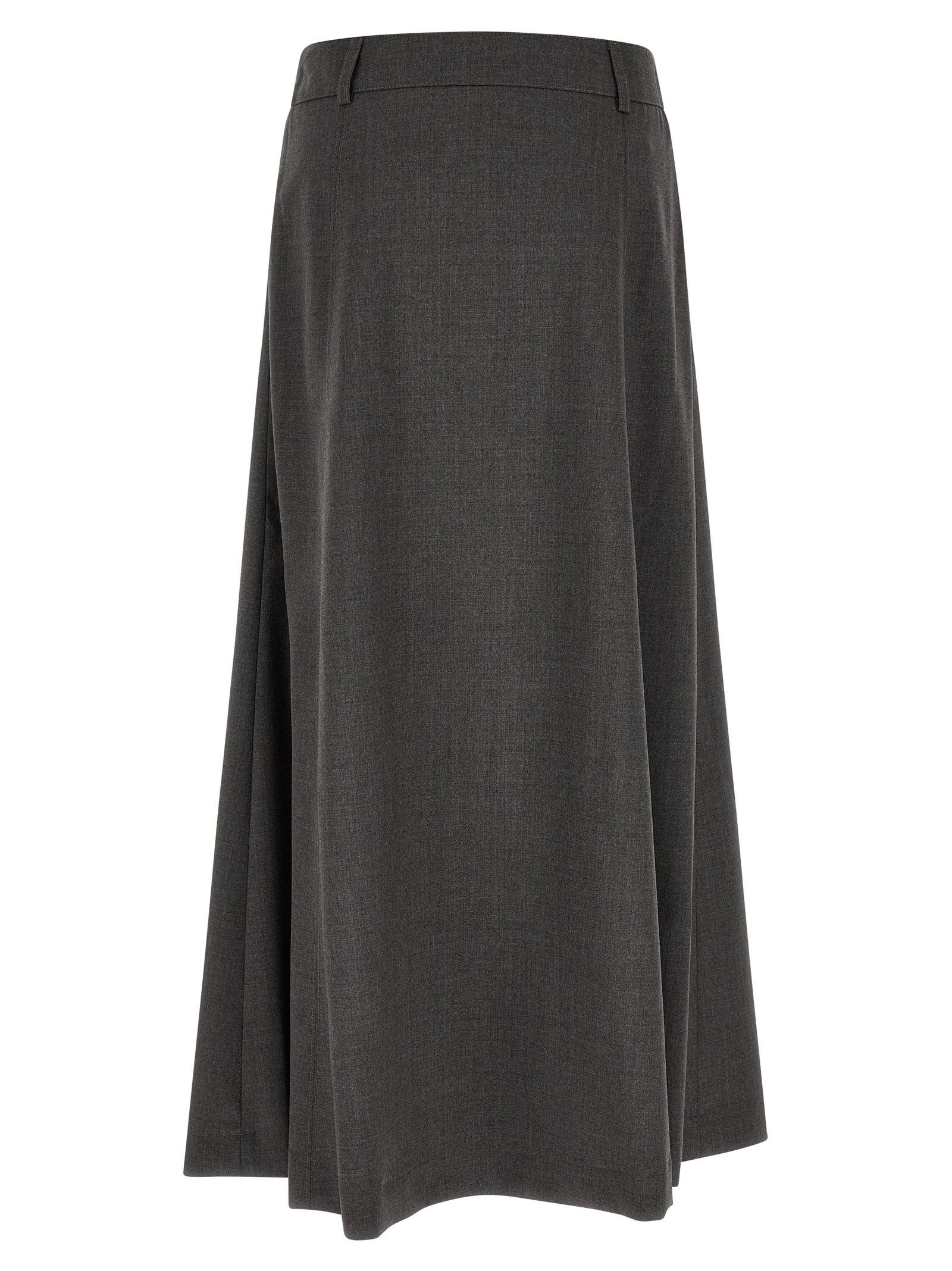Peserico Gray Virgin Wool Midi Skirt