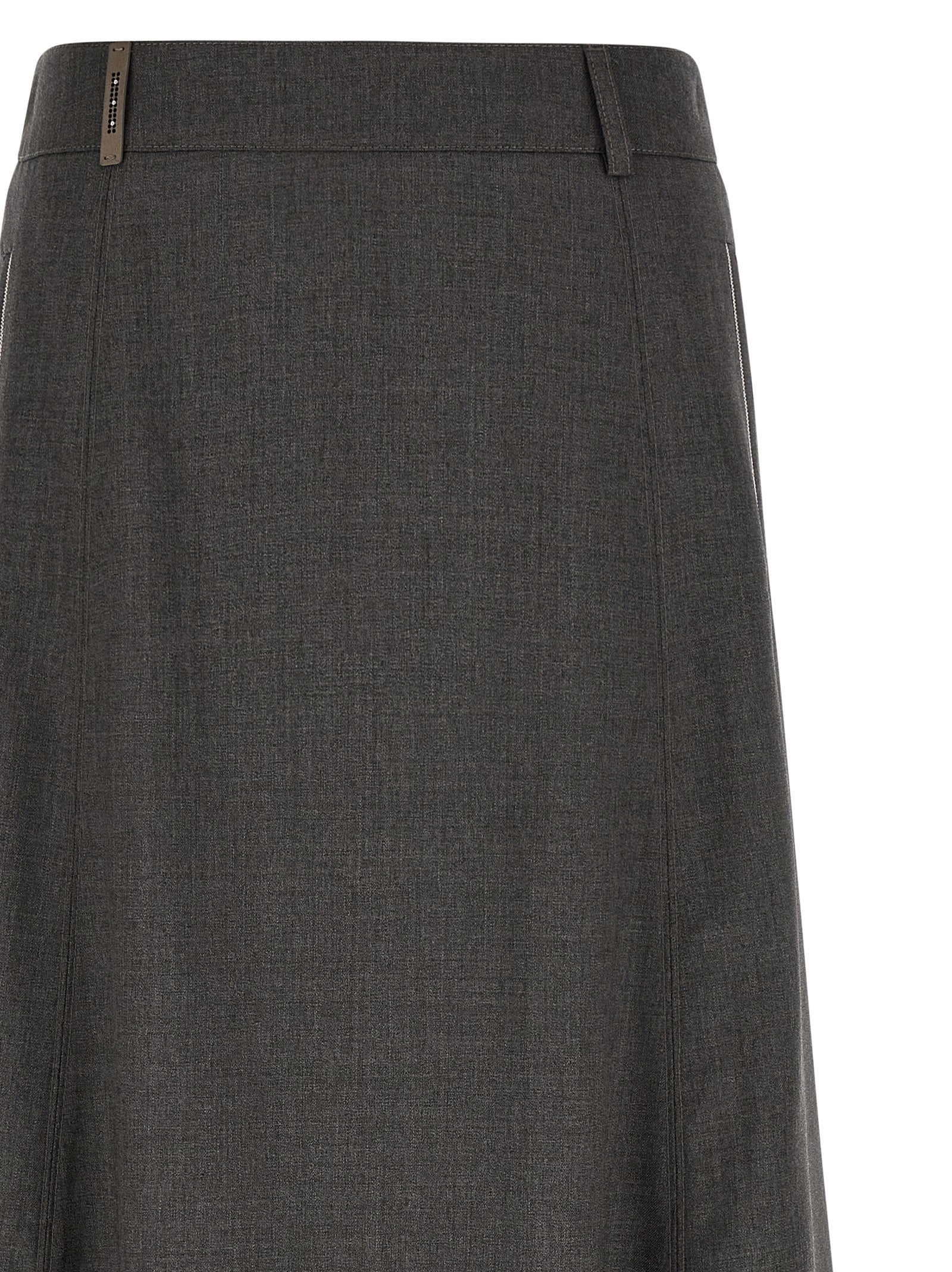 Peserico Gray Virgin Wool Midi Skirt