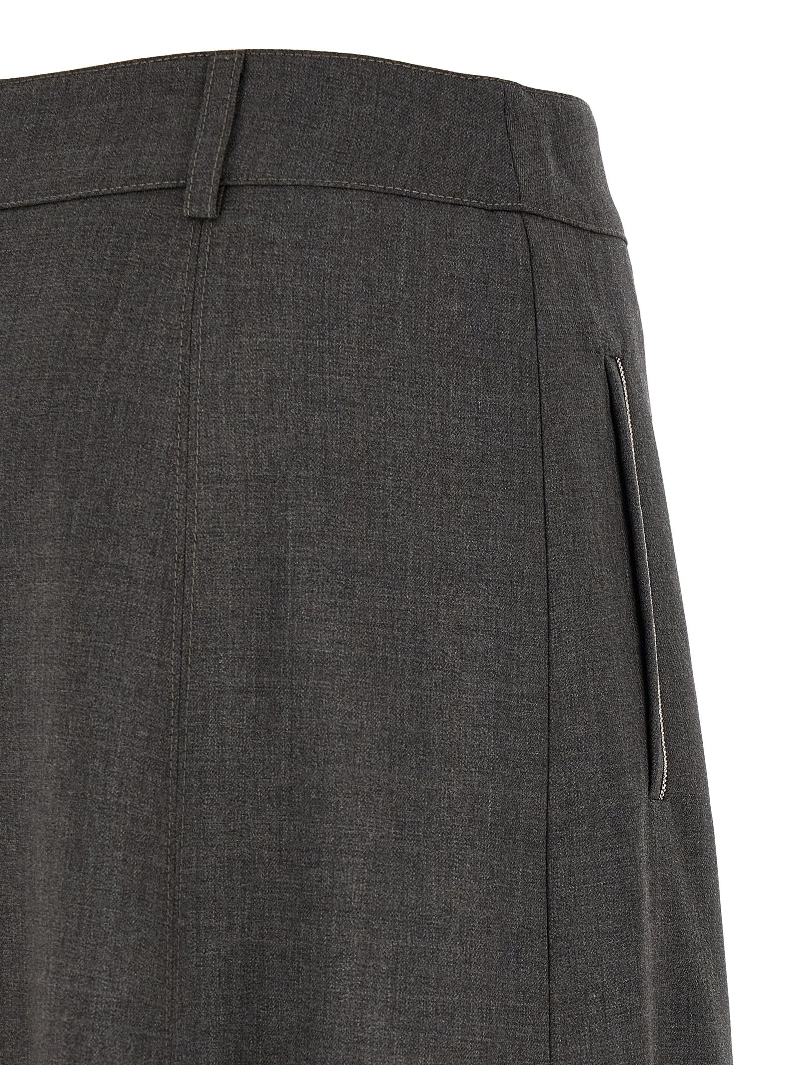Peserico Gray Virgin Wool Midi Skirt