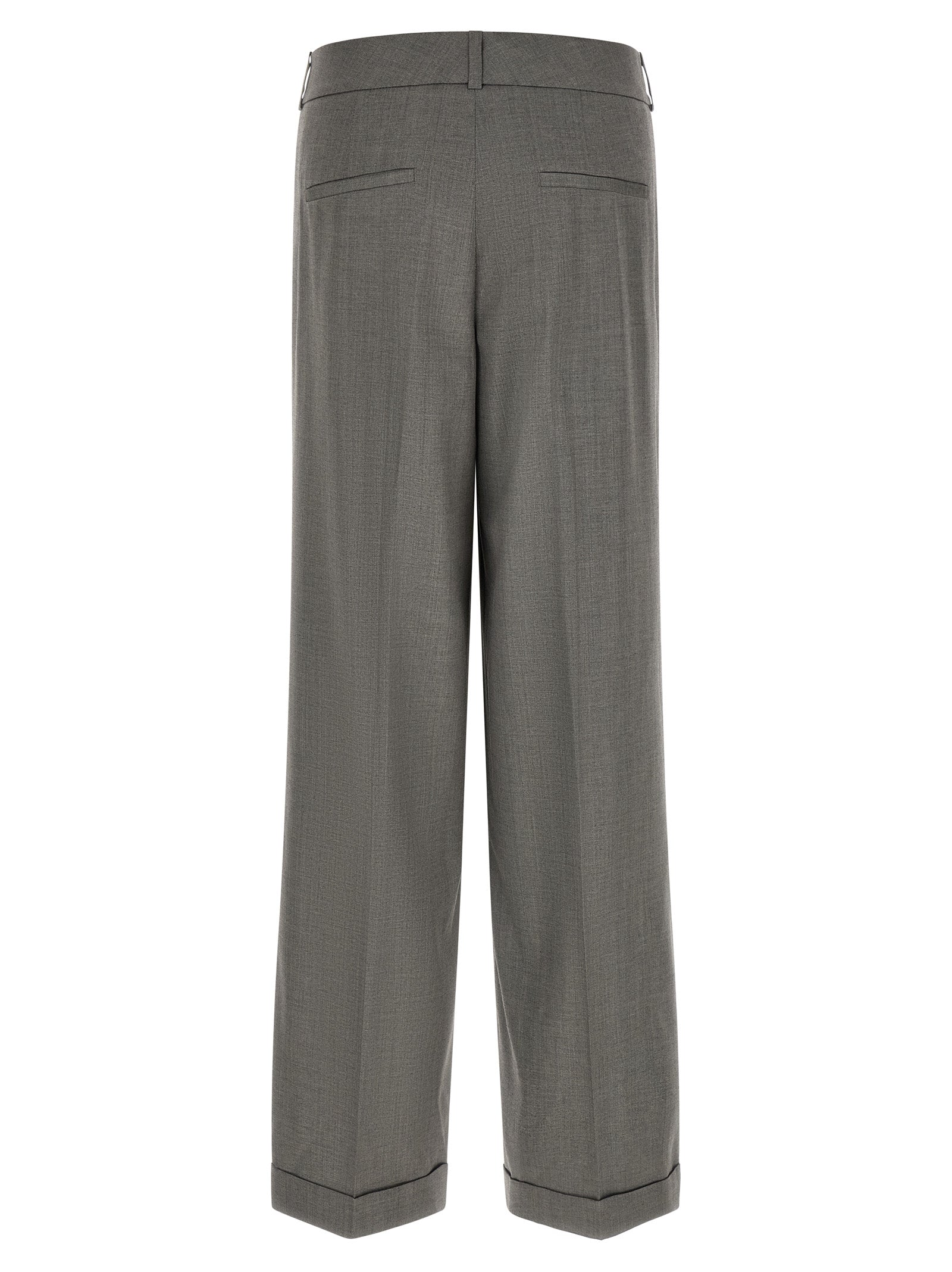 Peserico Gray Virgin Wool Casual Pants