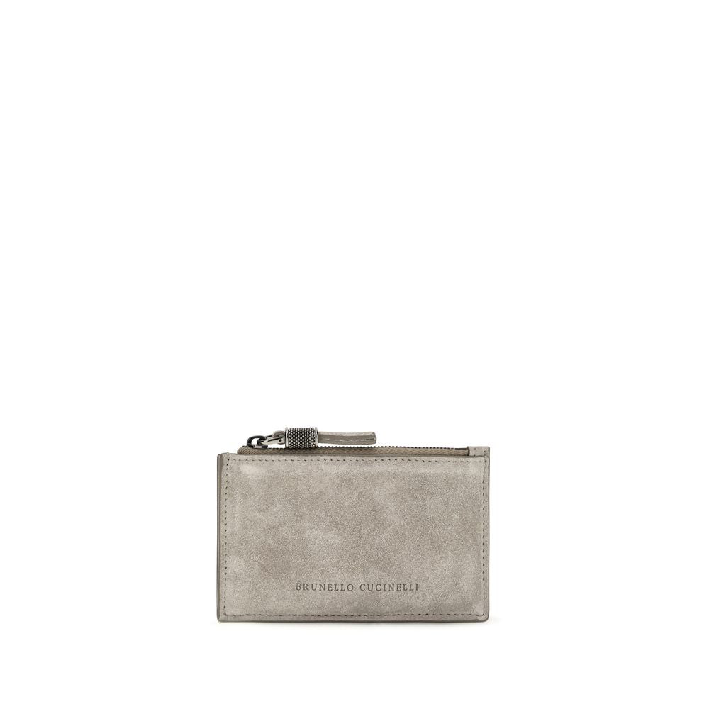 Brunello Cucinelli Gray Calf Leather Bos Taurus Wallet
