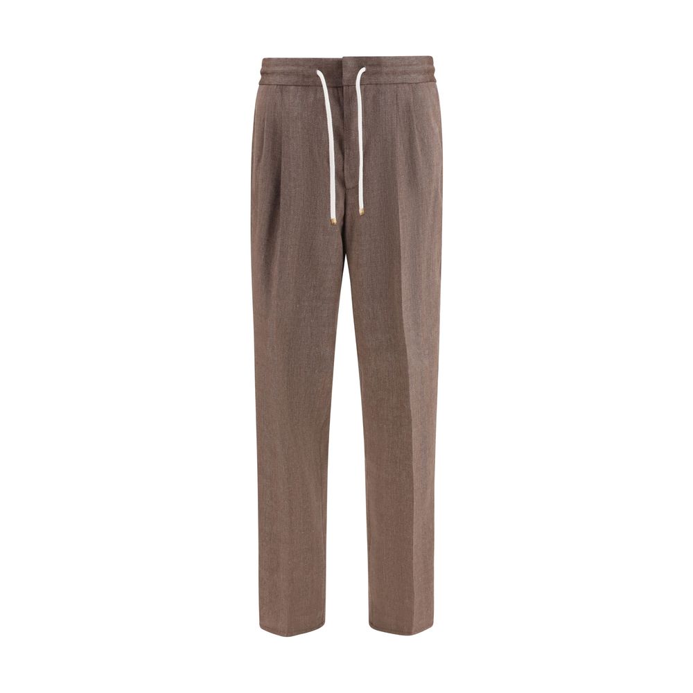 Brunello Cucinelli Brown Linen Casual Pants