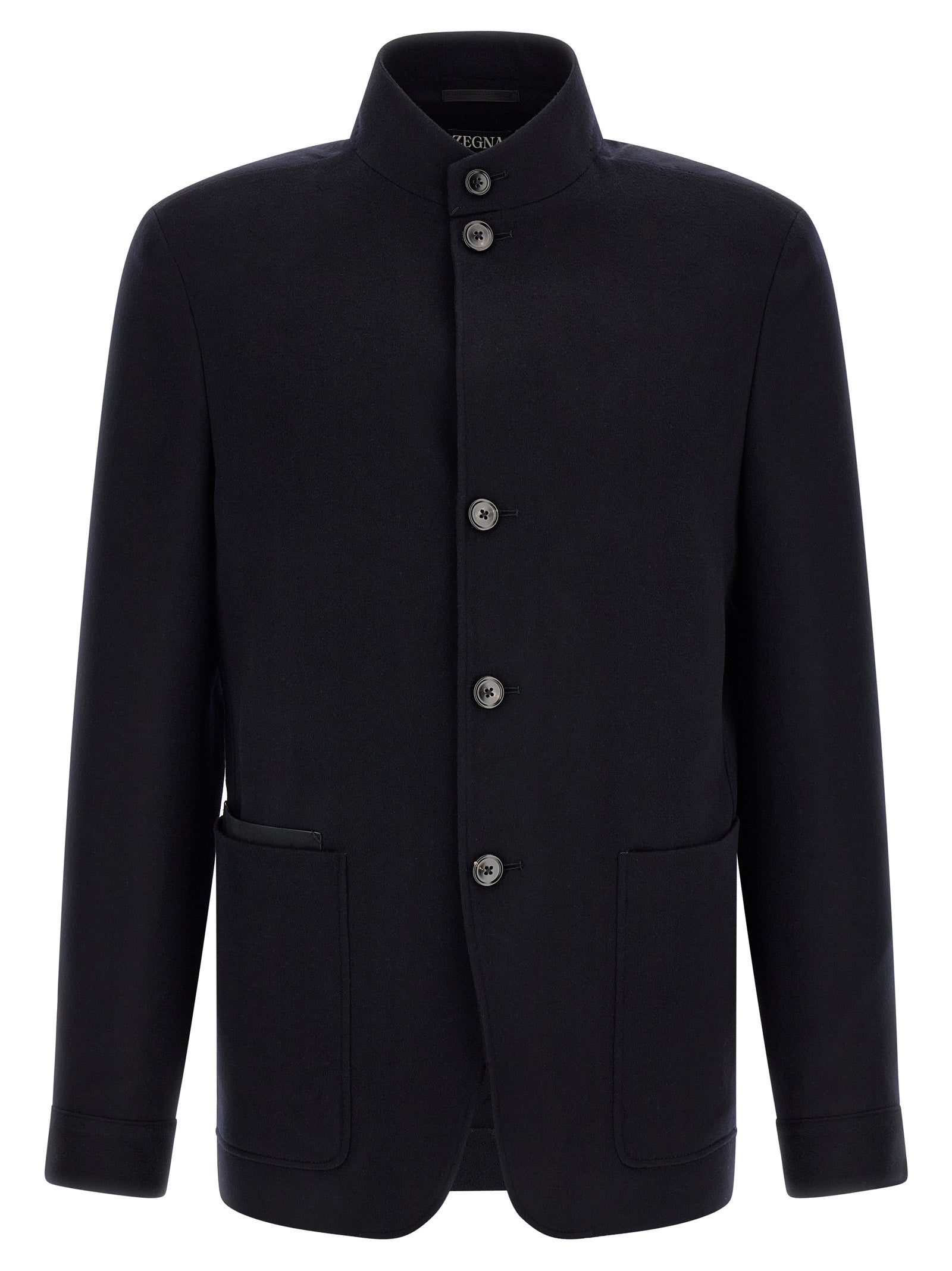 ZEGNA Blue Cashmere Full-Length Jacket