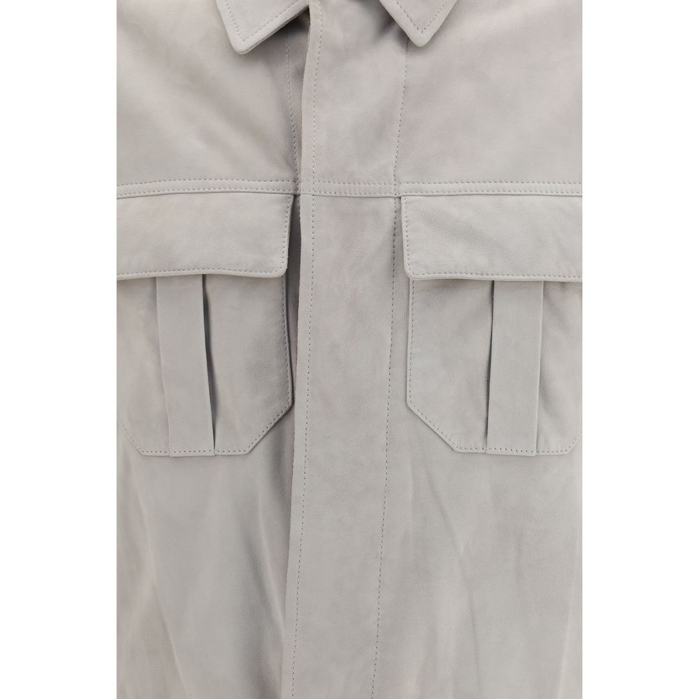 Brunello Cucinelli Beige Leather Leather Jacket
