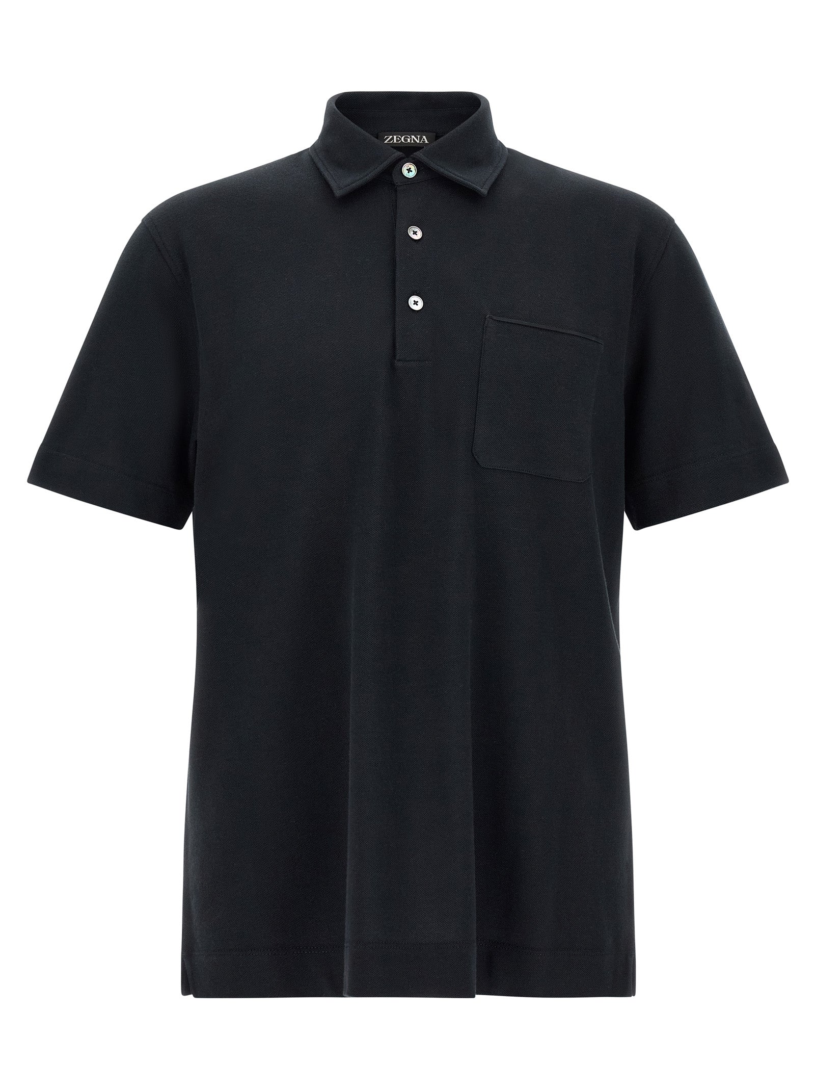 ZEGNA Blue Cotton Polo Shirt