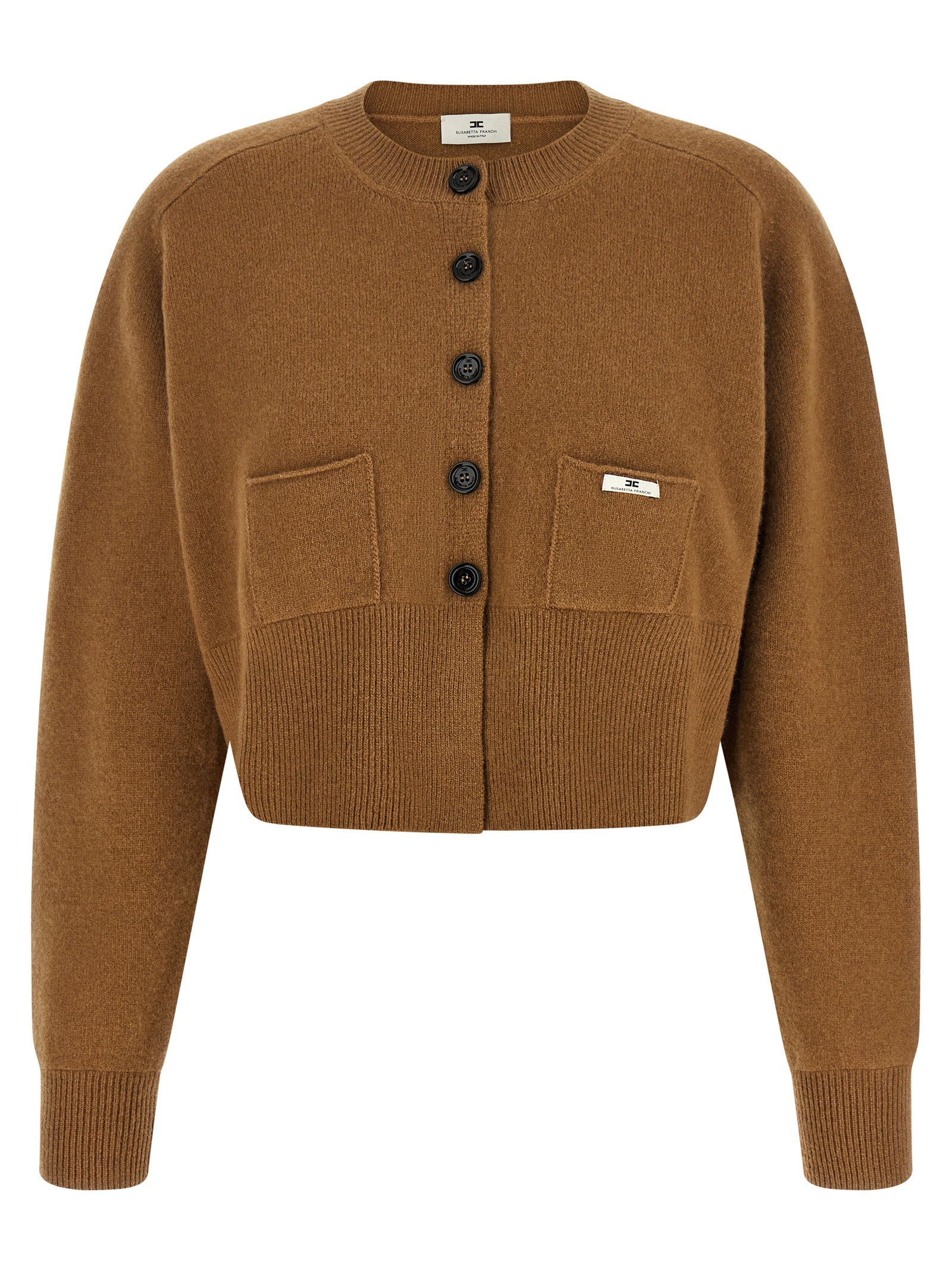 Elisabetta Franchi Brown Wool Cardigan