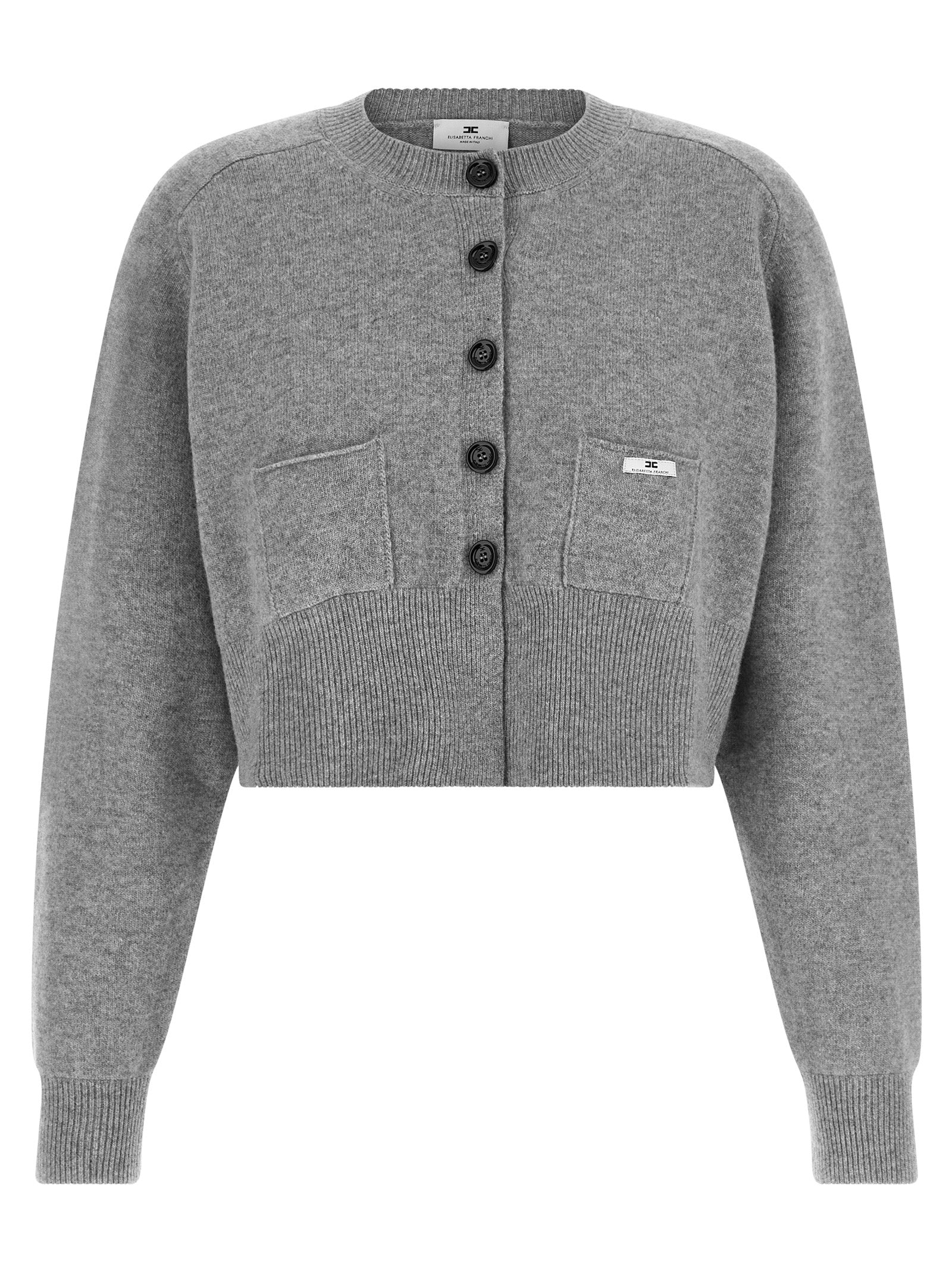 Elisabetta Franchi Gray Wool Cardigan
