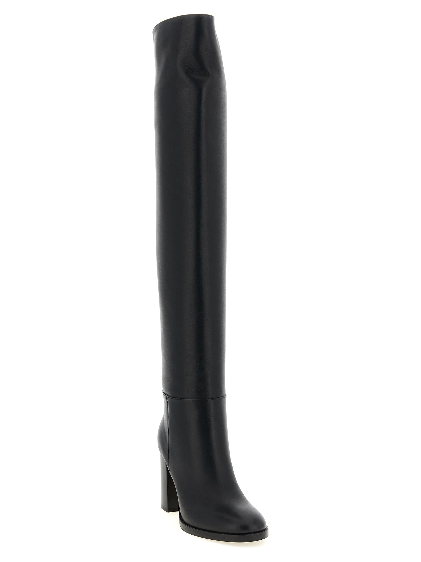 Gianvito Rossi Black Calfskin Over The Knee