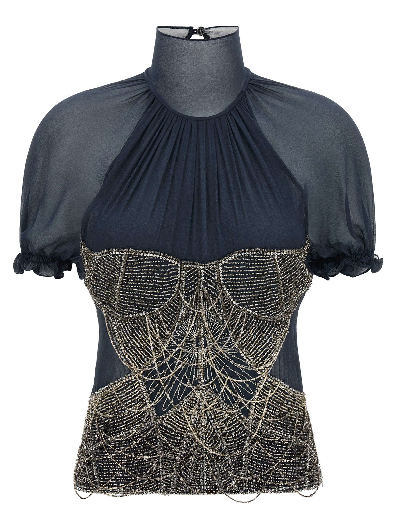 The Attico Blue Silk Tank Tops