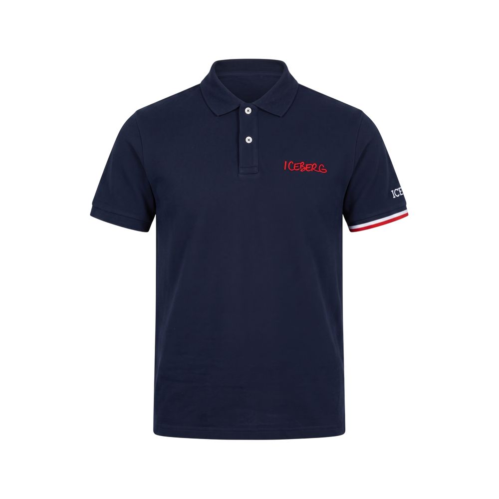 Iceberg Blue Cotton Men Polo Shirt