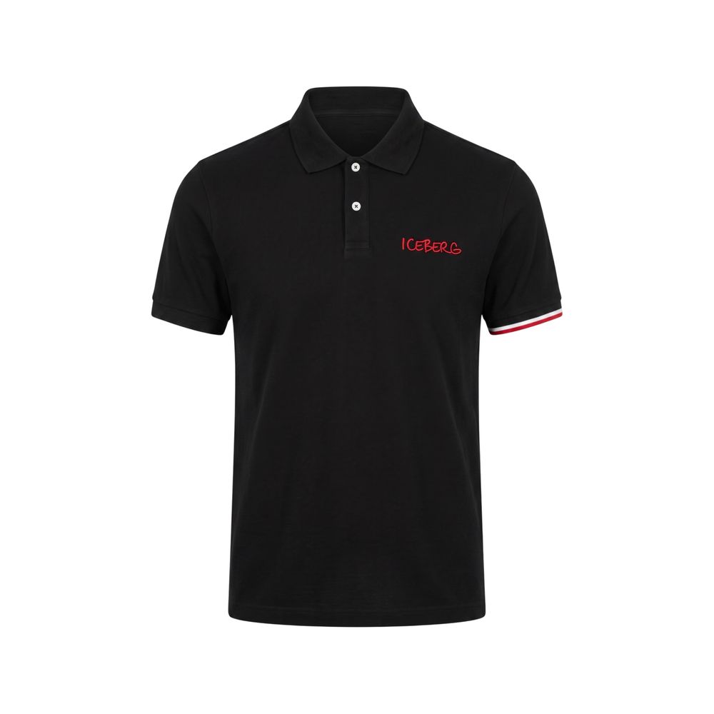Iceberg Black Cotton Men Polo Shirt