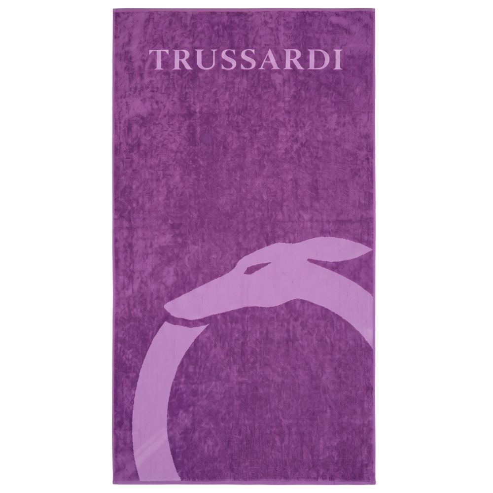Trussardi Beachwear Purple Cotton Men Swim Towel