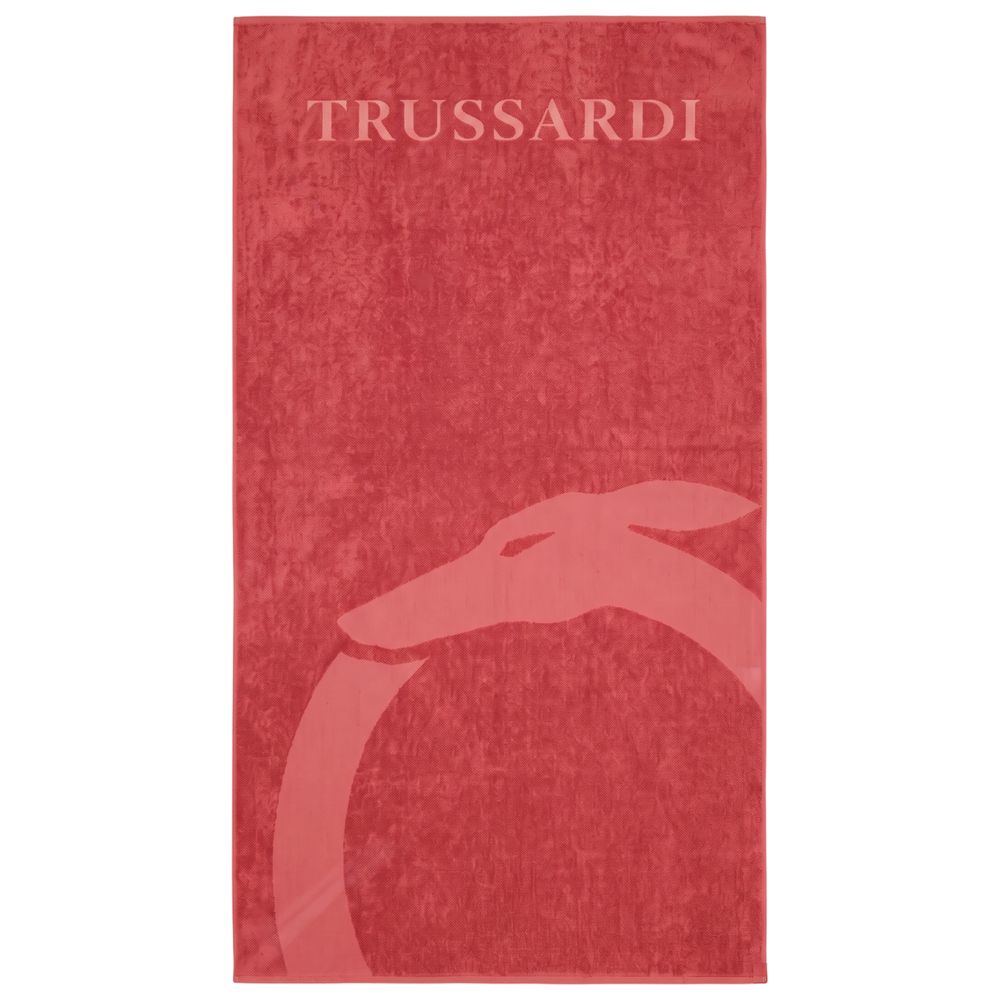 Trussardi Beachwear Red Cotton Men Swim Towel
