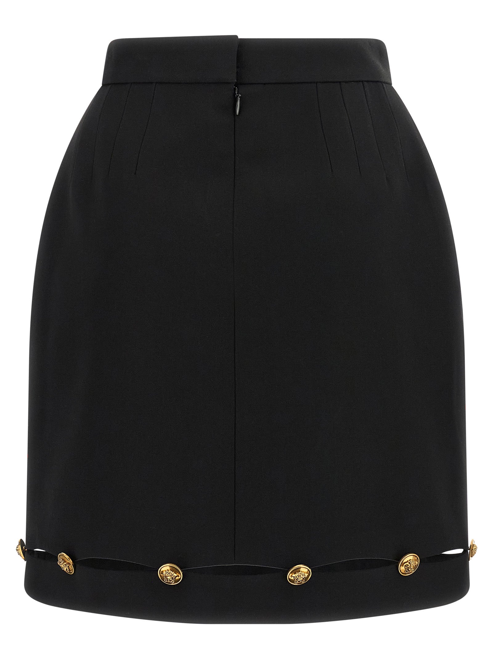 Versace Black Virgin Wool Long Skirt