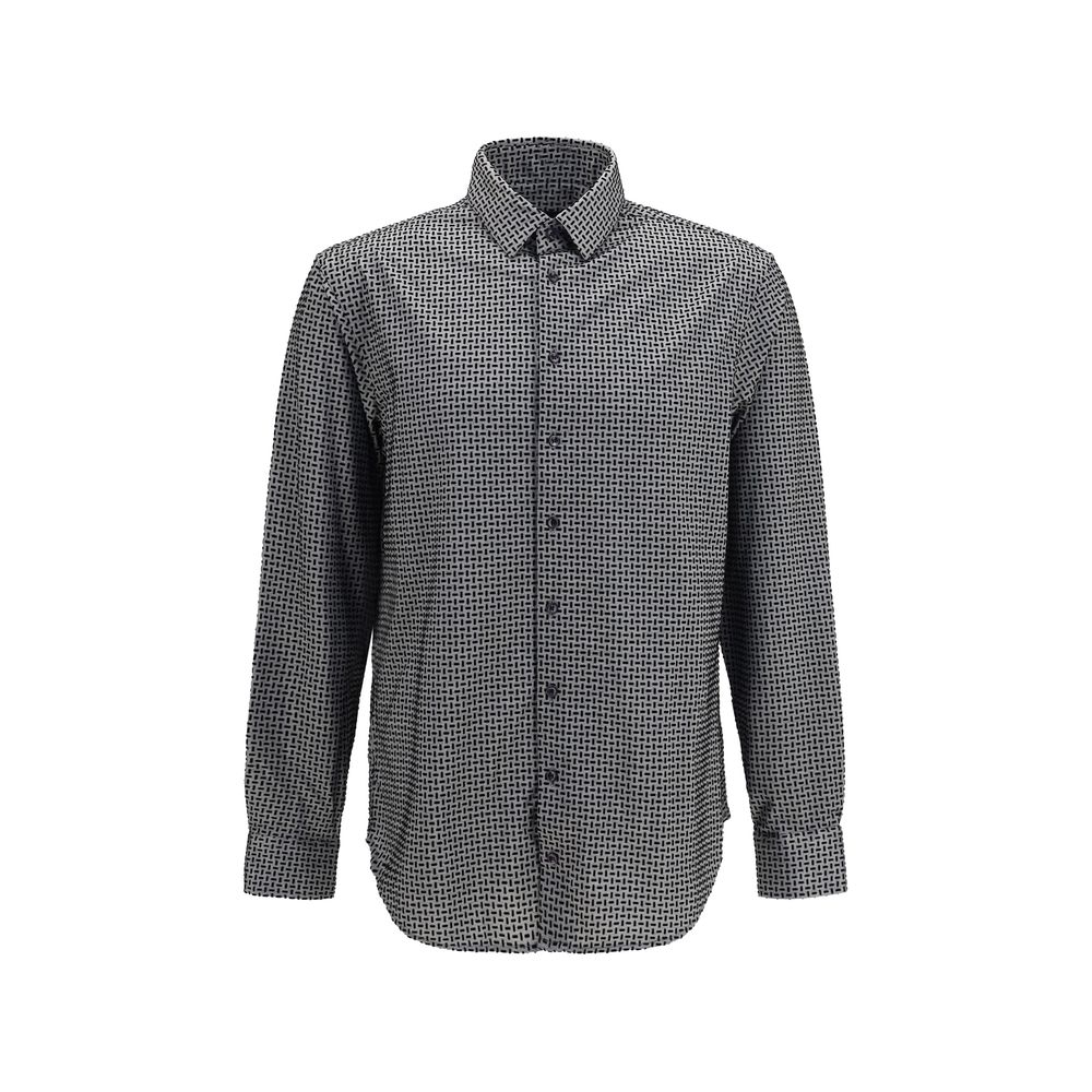 Giorgio Armani Gray Cotton Pattern Shirt