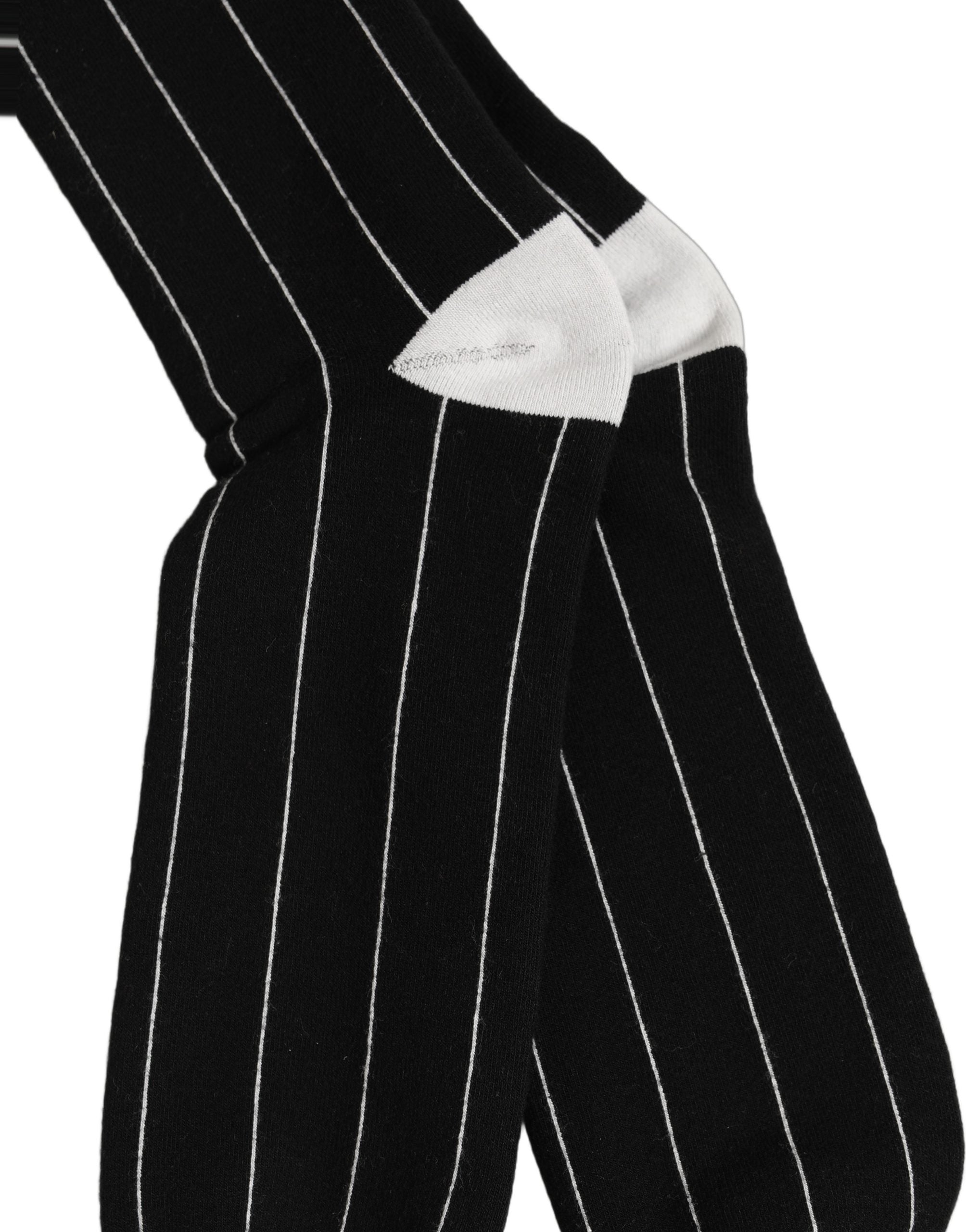 Dolce & Gabbana Men Black Pinstripe Logo Knee High Accessory Socks