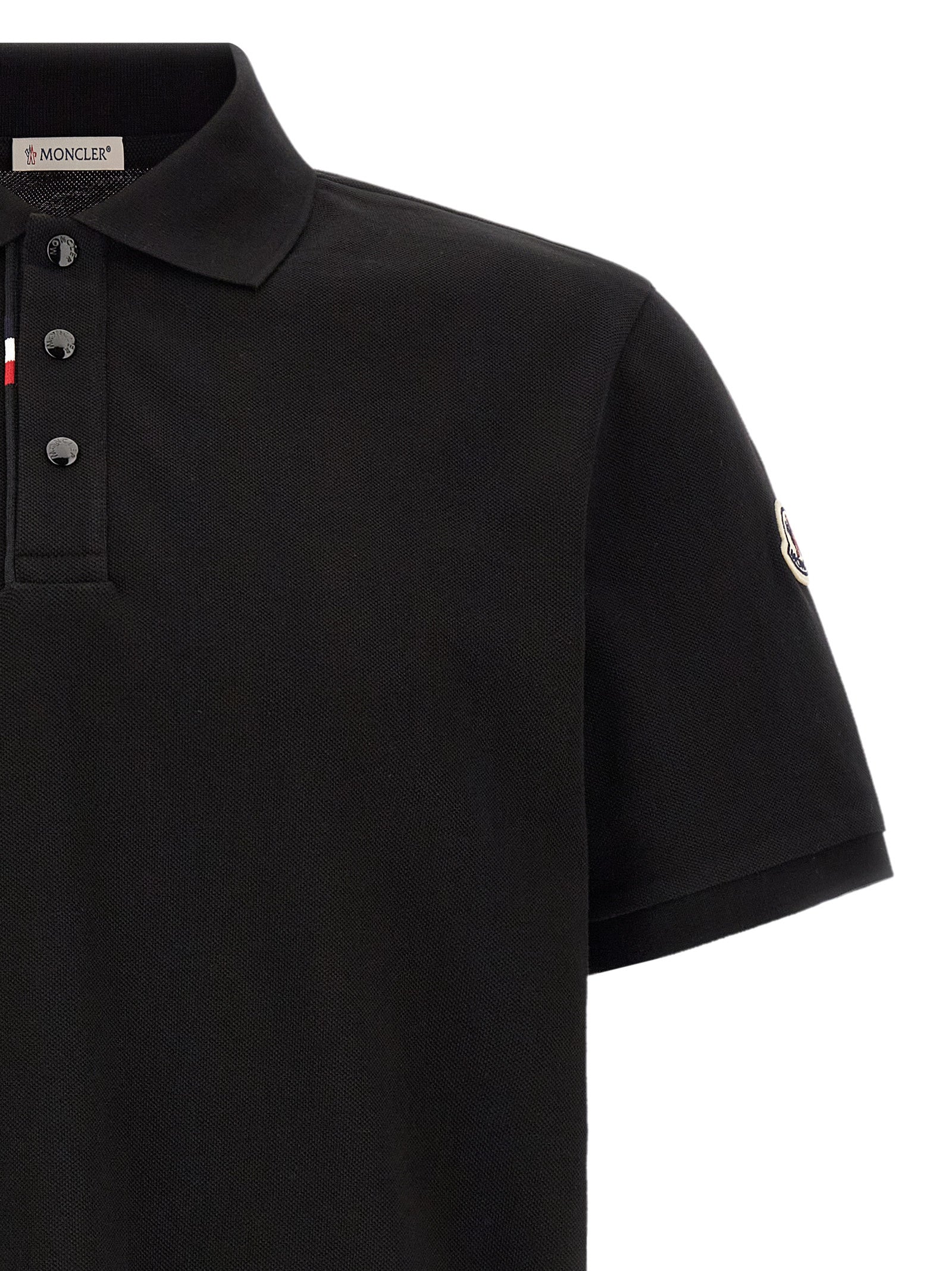 Moncler Black Cotton Polo Shirt