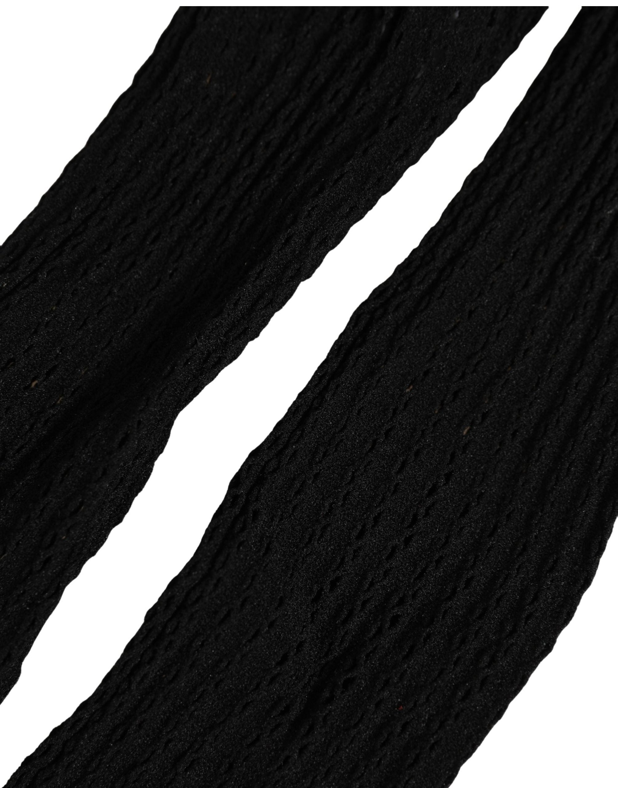 Dolce & Gabbana Black Nylon Logo Calf Long Women Accessory Socks