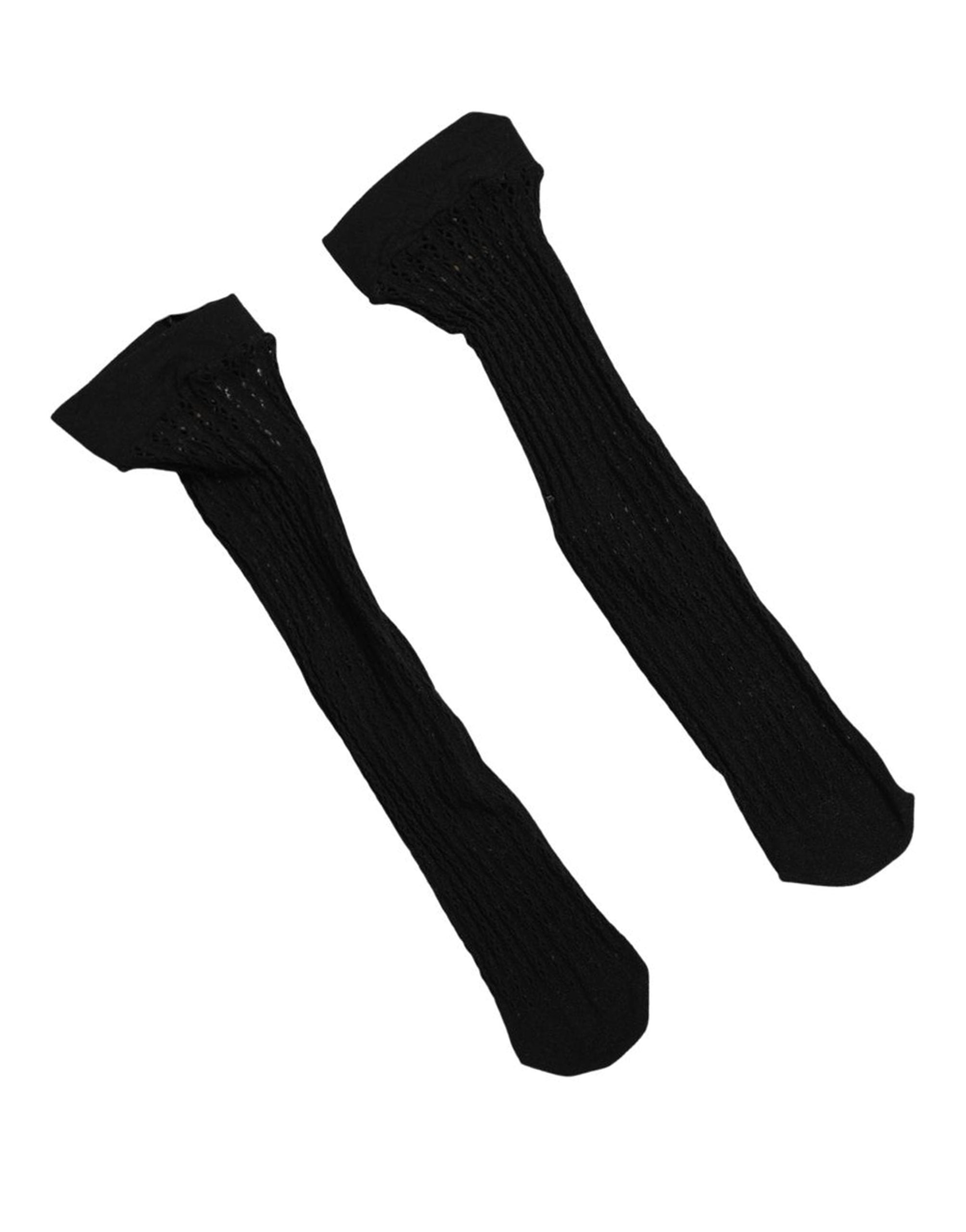 Dolce & Gabbana Black Nylon Logo Calf Long Women Accessory Socks