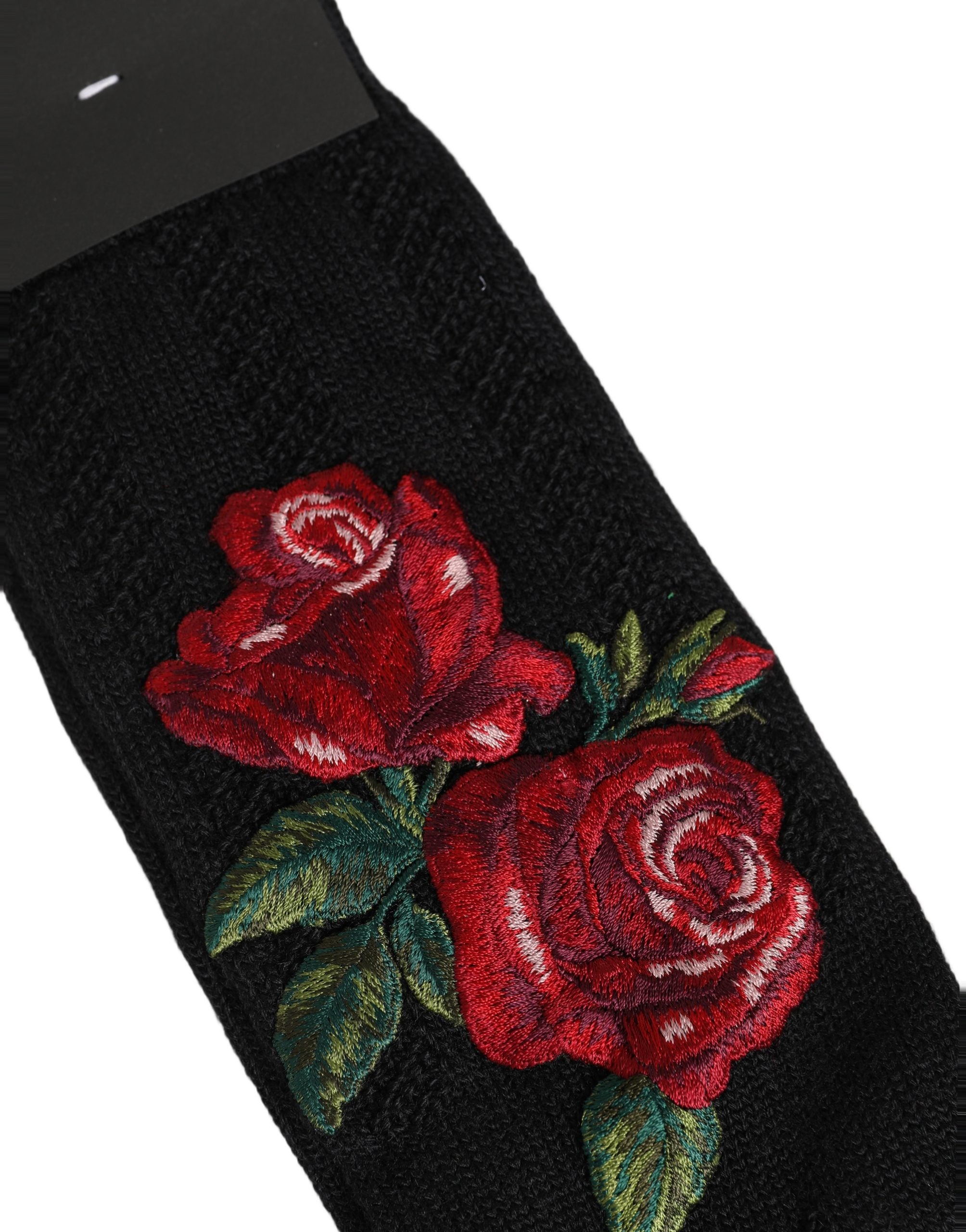 Dolce & Gabbana Black Wool Floral Over The Calf Accessory Socks