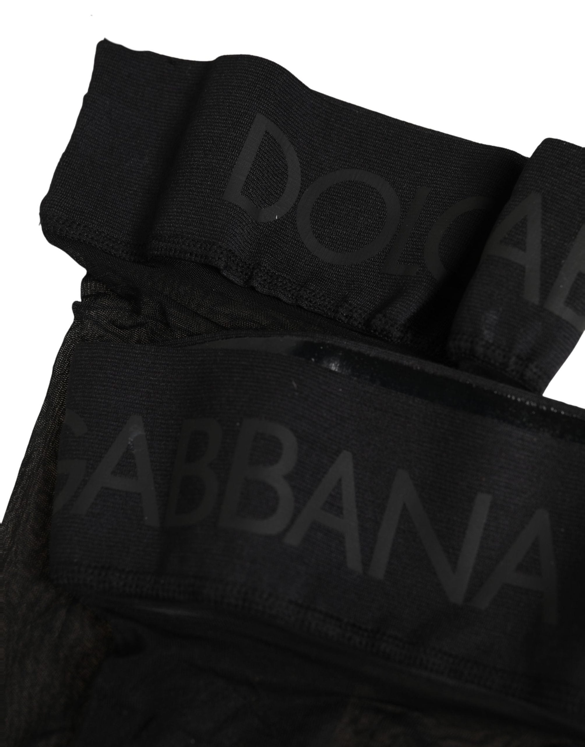 Dolce & Gabbana Black Nylon Logo Calf Long Women Accessory Socks
