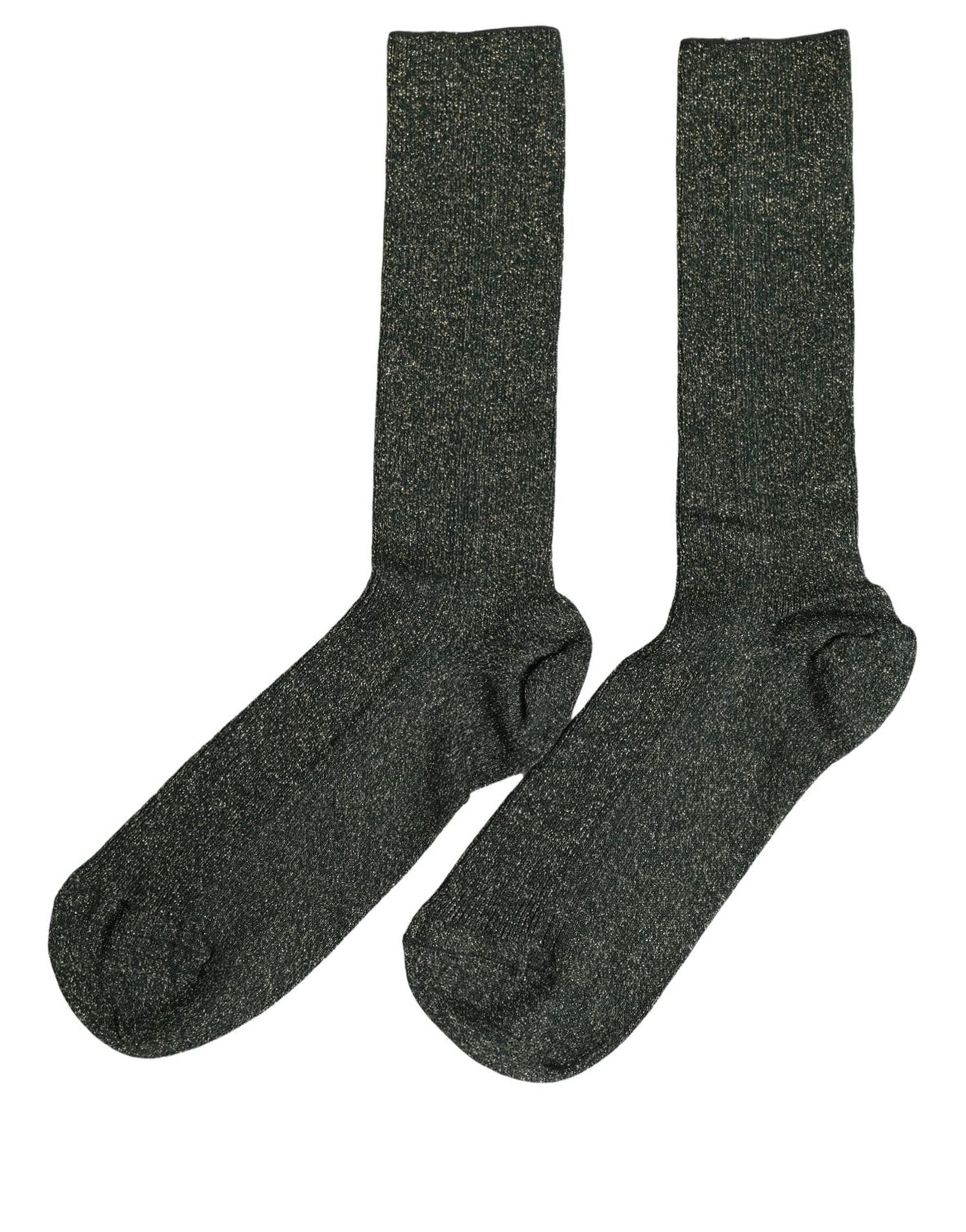 Dolce & Gabbana Dark Green Viscose Logo Mid Calf Accessory Socks