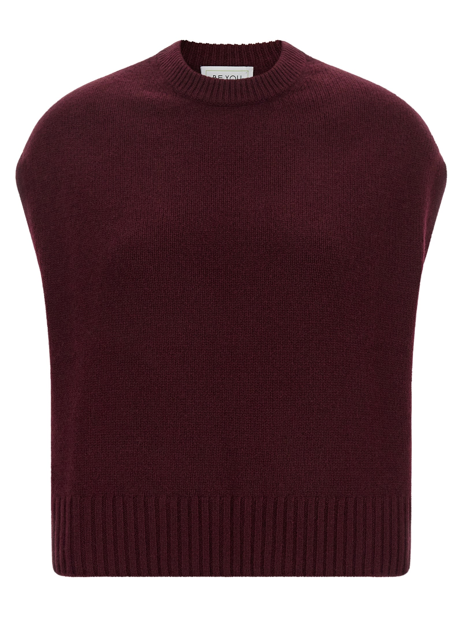 BE YOU Bordeaux Cashmere Sleeveless Jacket