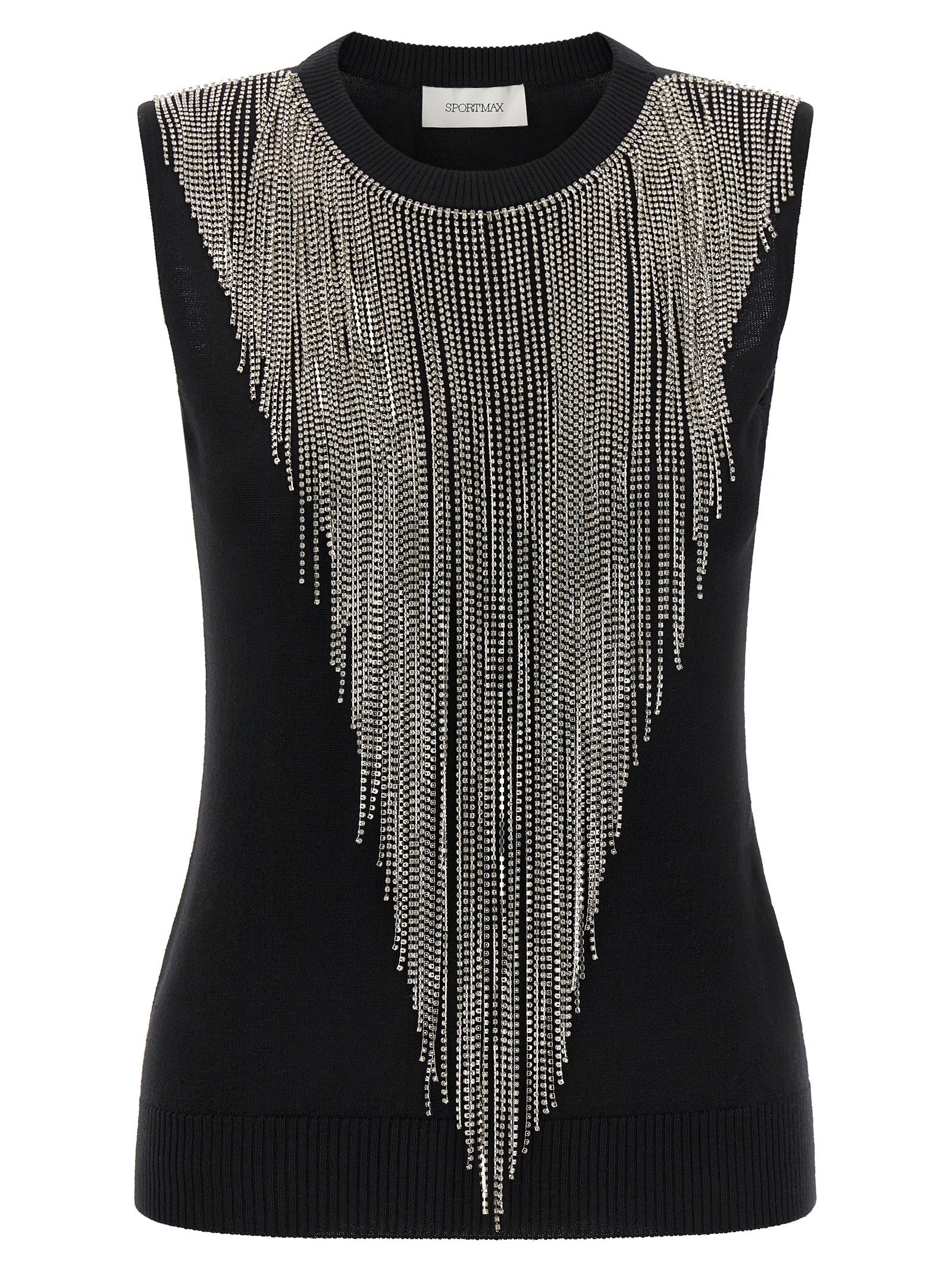 Sportmax Black Virgin Wool Tank Tops