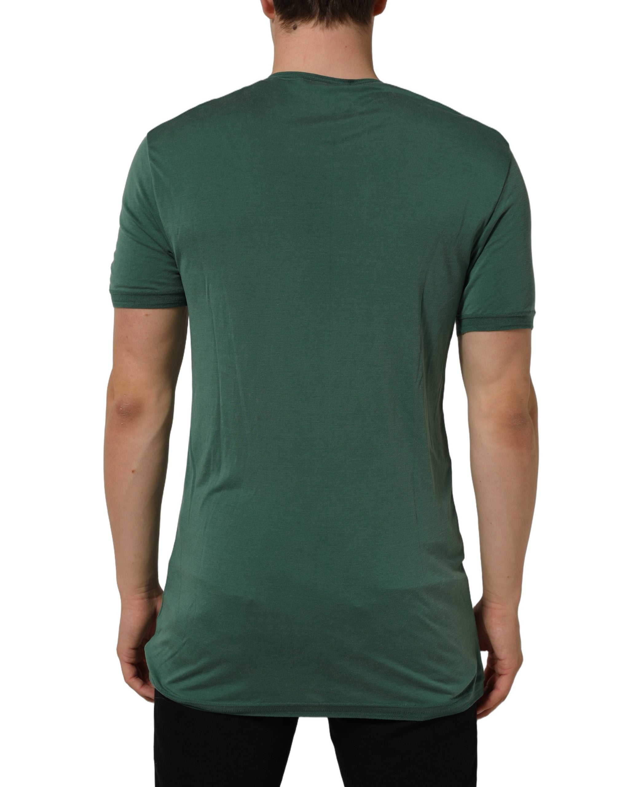 Dolce & Gabbana Green Silk Crew Neck Short Sleeves T-shirt