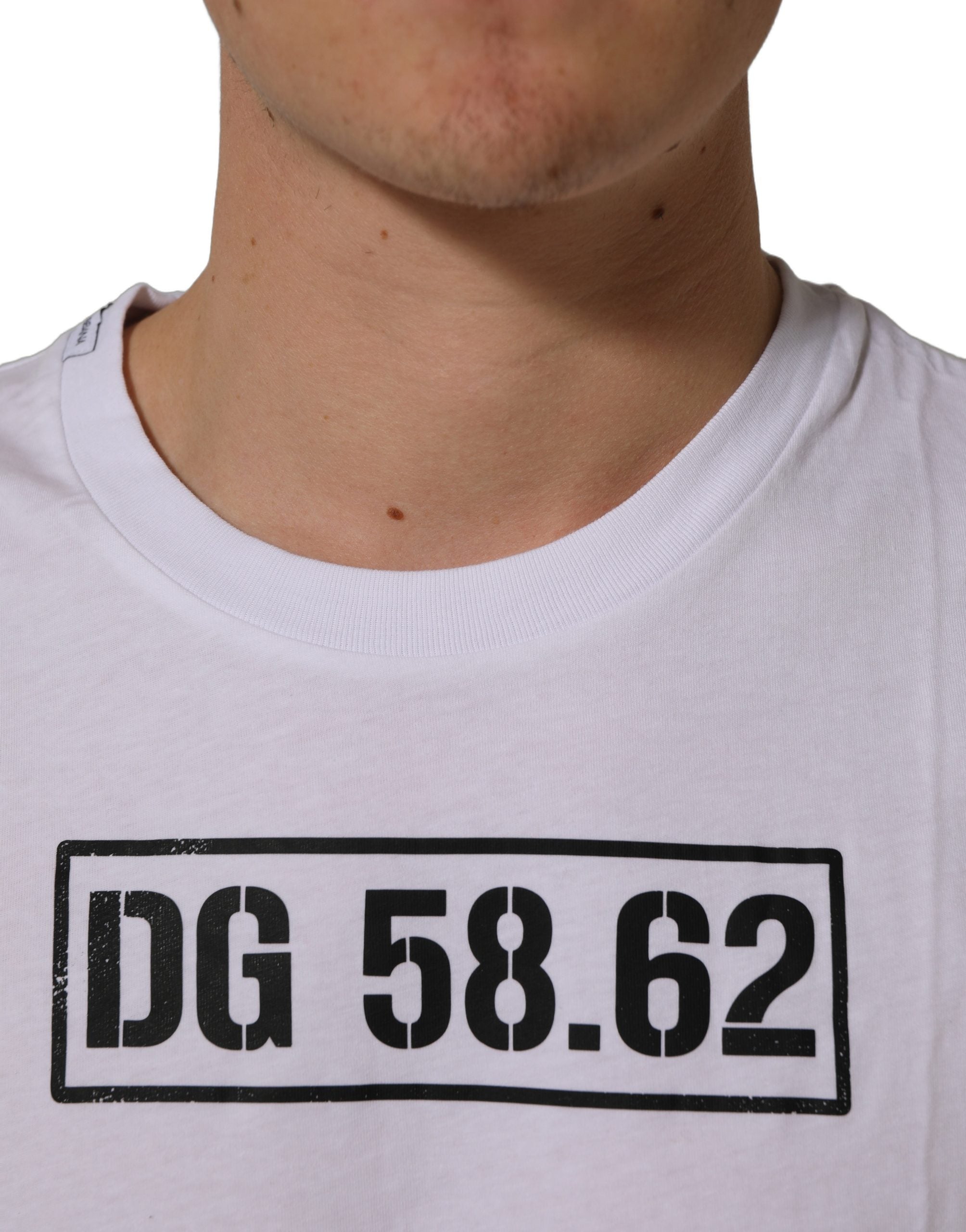 Dolce & Gabbana White DG 58.62 Cotton Crew Neck Men T-shirt