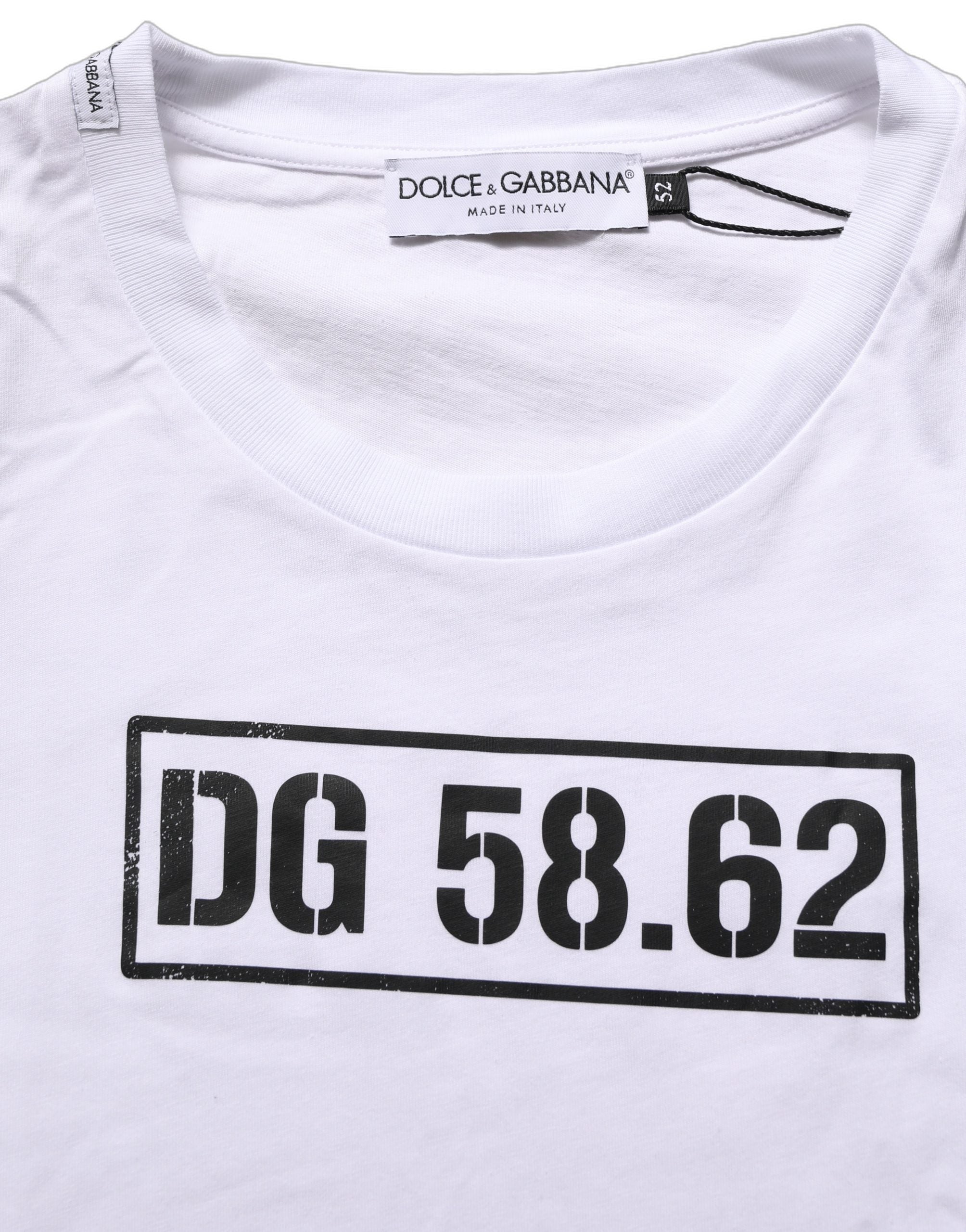 Dolce & Gabbana White DG 58.62 Cotton Crew Neck Men T-shirt