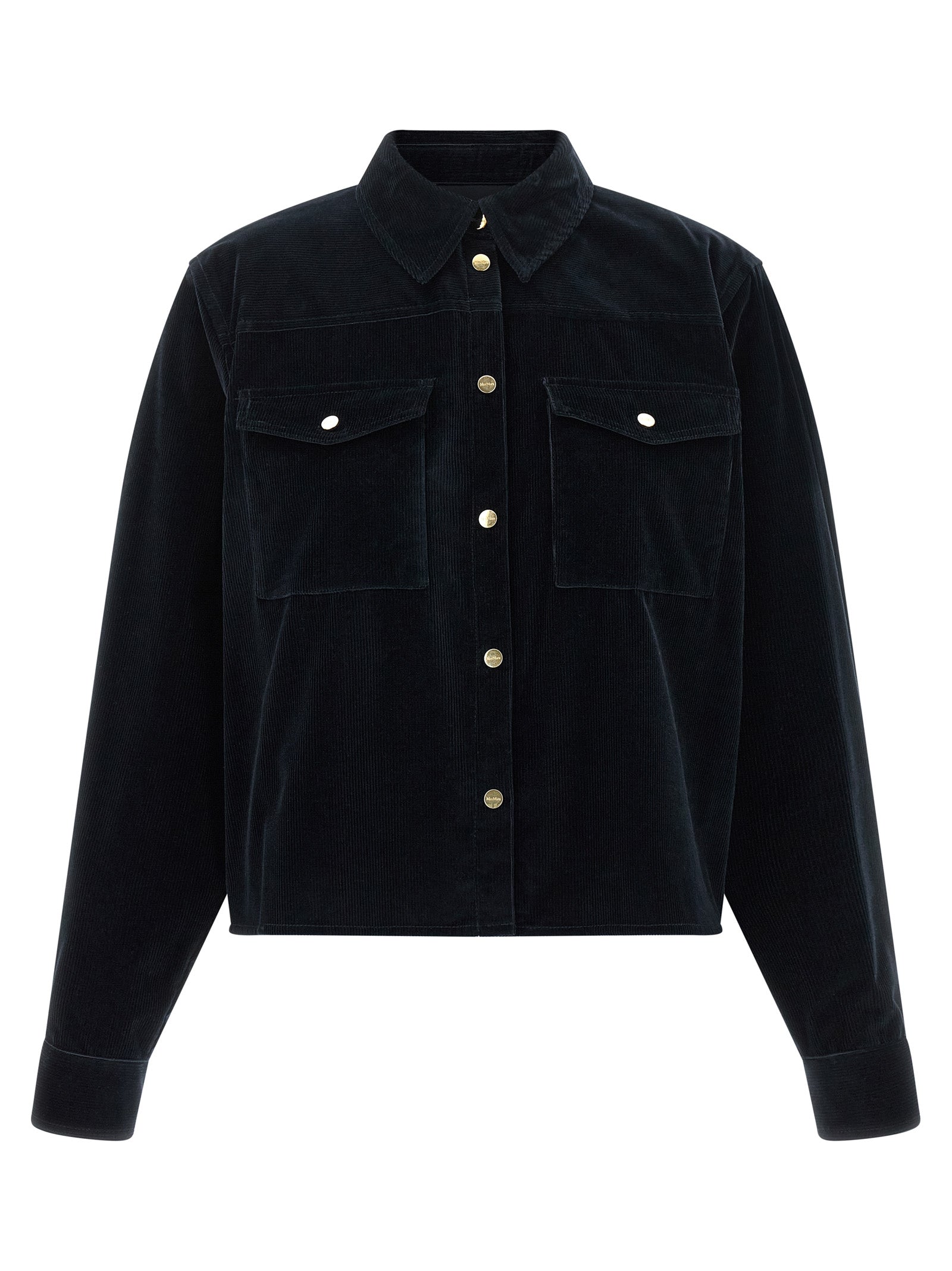 Max Mara Blue Cotton Full-Length Jacket