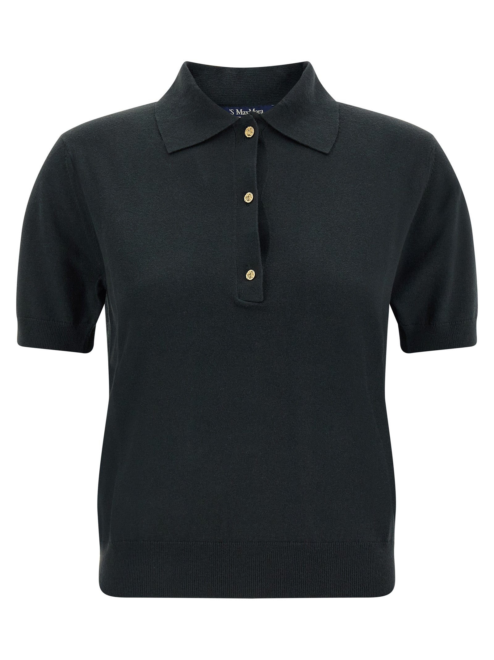 'S Max Mara Black Cotton Polo Shirt