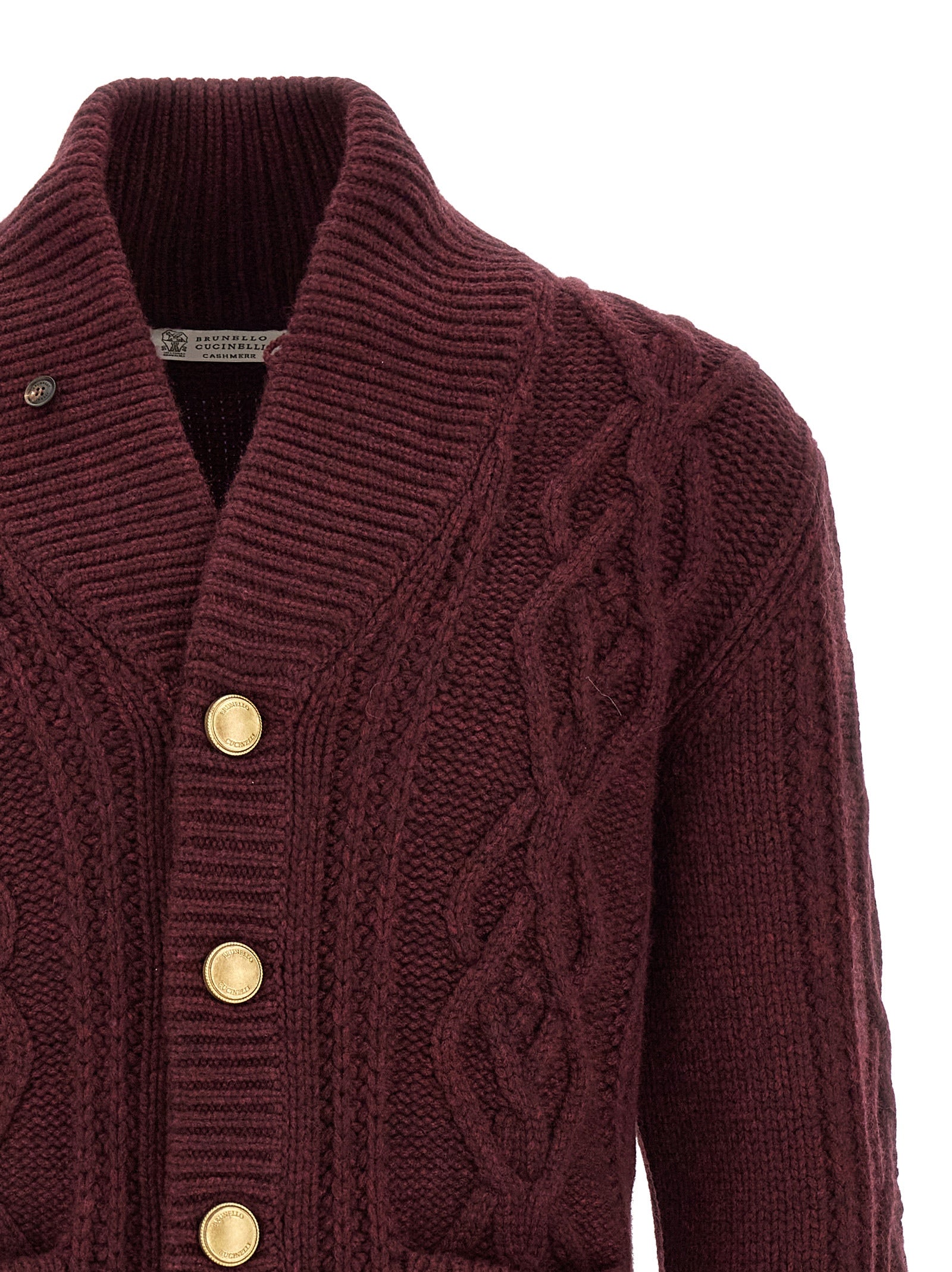 Brunello Cucinelli Bordeaux Cashmere Cardigan