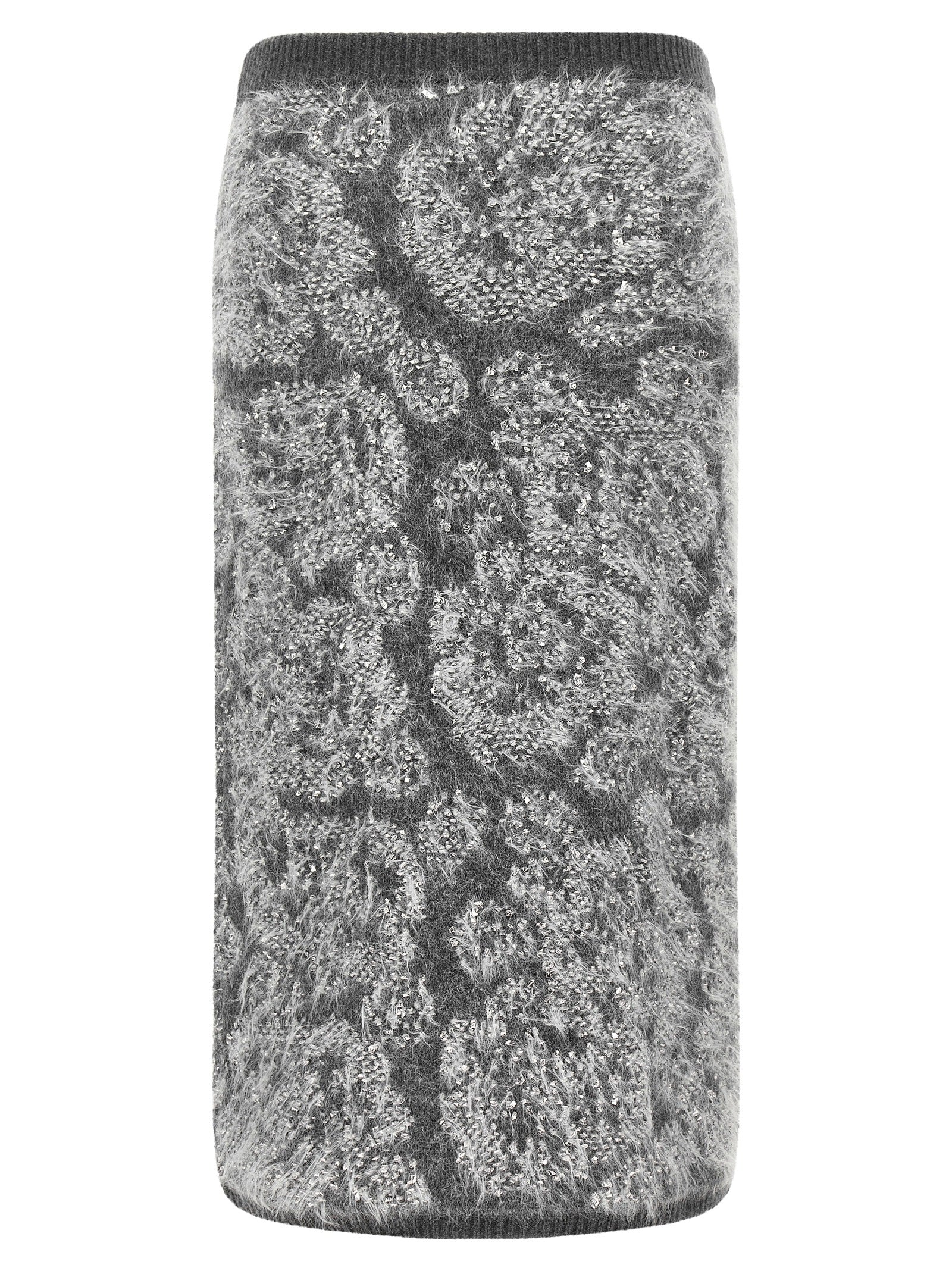 NUDE Gray Wool Midi Skirt