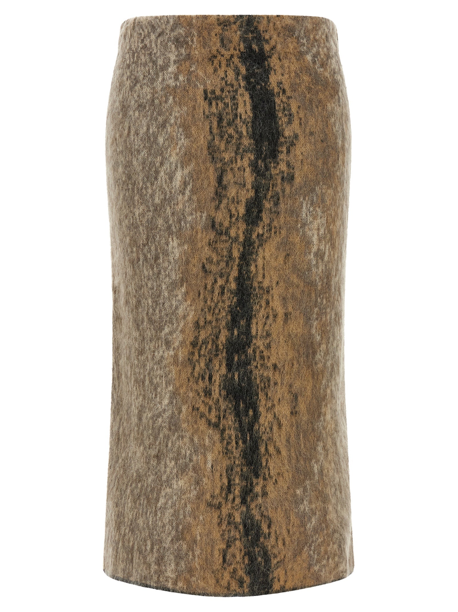 NUDE Brown Wool Midi Skirt