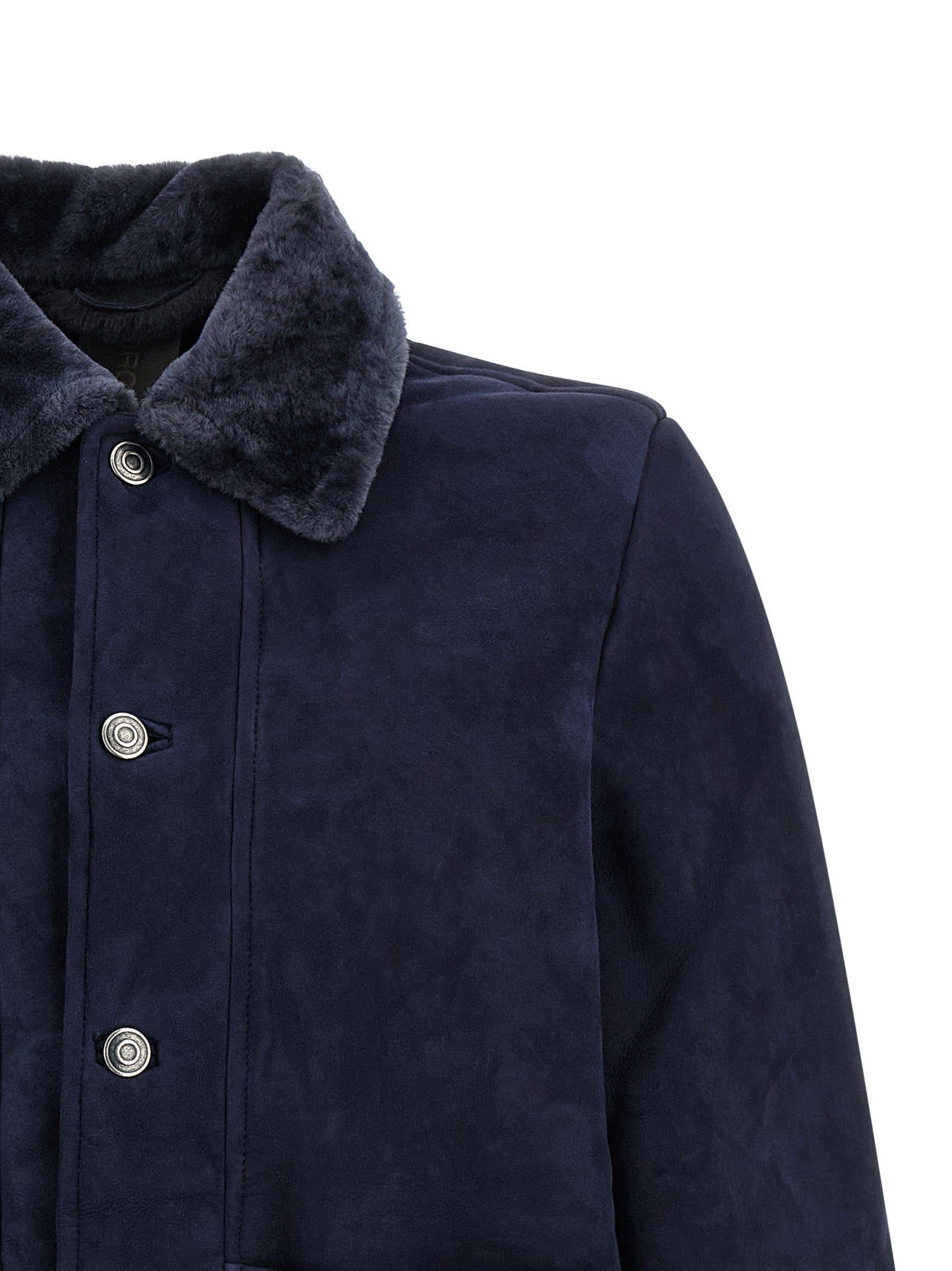 GIORGIO BRATO Blue Lamb Leather Leather Jacket