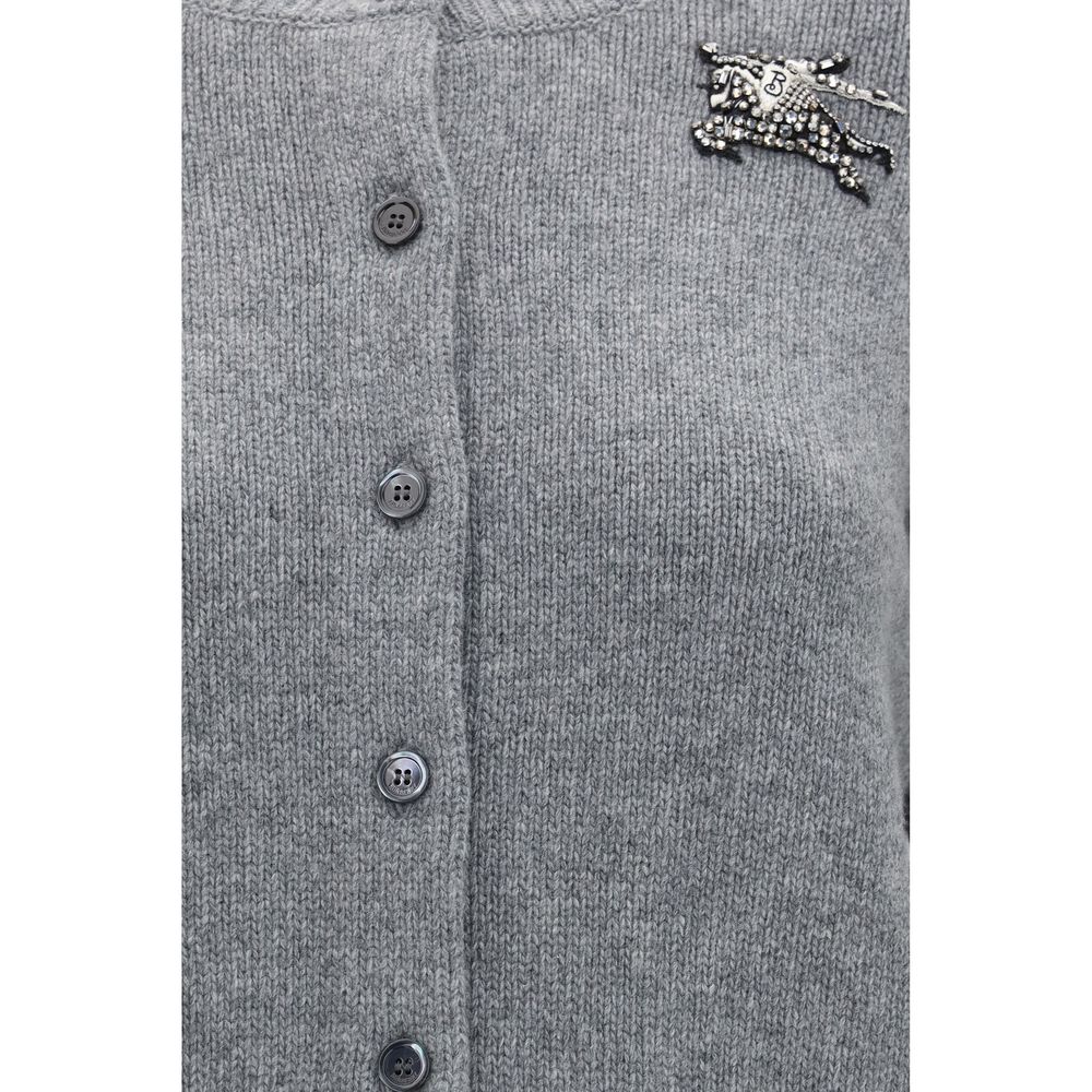 Burberry Gray Wool Oves Aries Cardigan