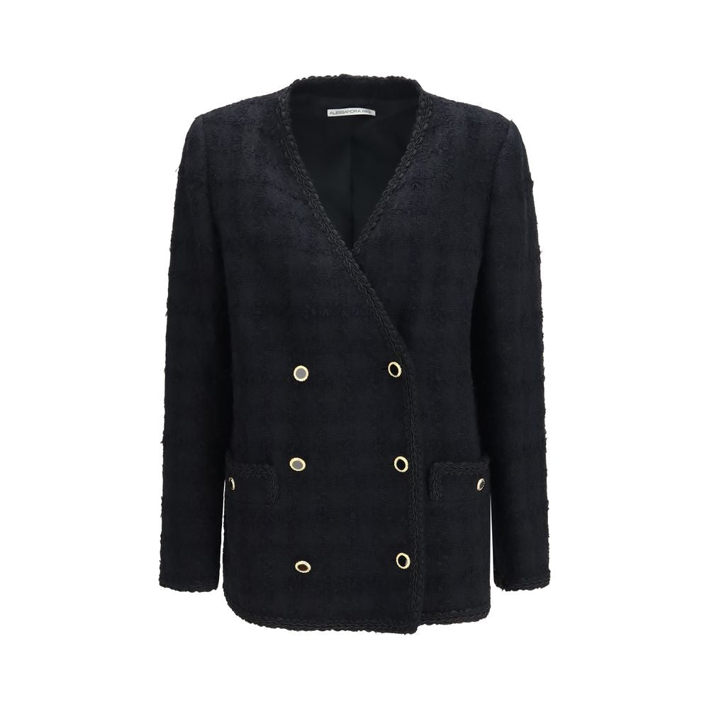Alessandra Rich Black Cotton Full-Length Jacket