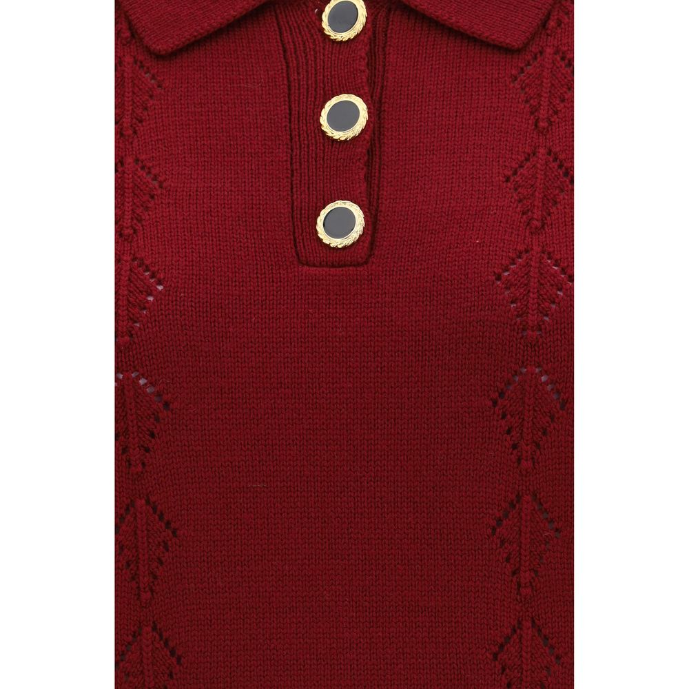 Alessandra Rich Bordeaux Wool Oves Aries Shortsleeve Shirt