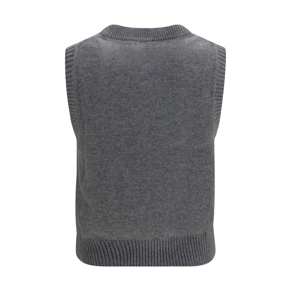 Ganni Gray Wool Oves Aries Sleeveles Sweater