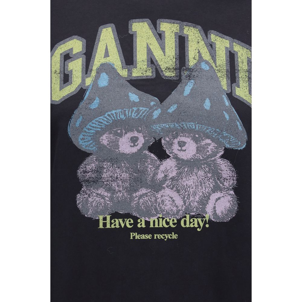 Ganni Gray Cotton T-Shirt