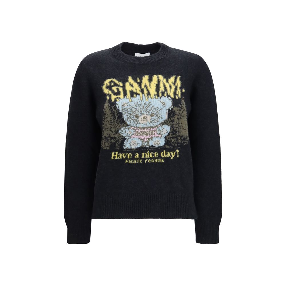 Ganni Black Recycled Wool Sweatshirt