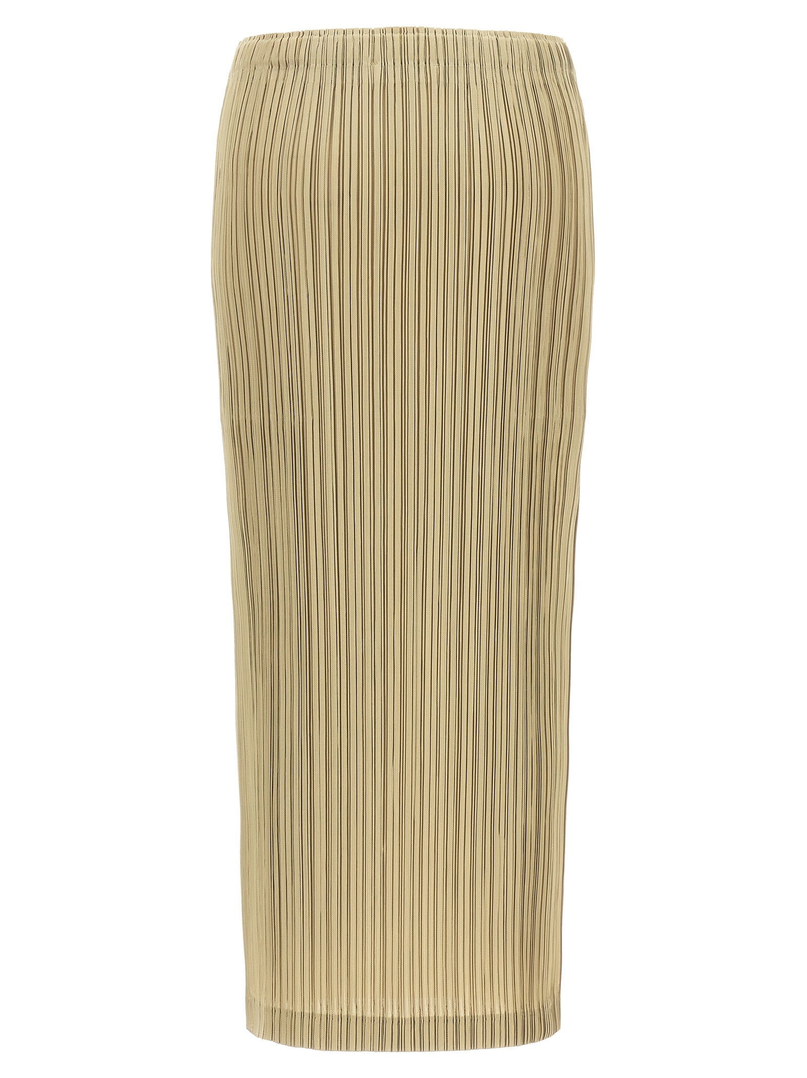 PLEATS PLEASE ISSEY MIYAKE Beige Polyester Midi Skirt