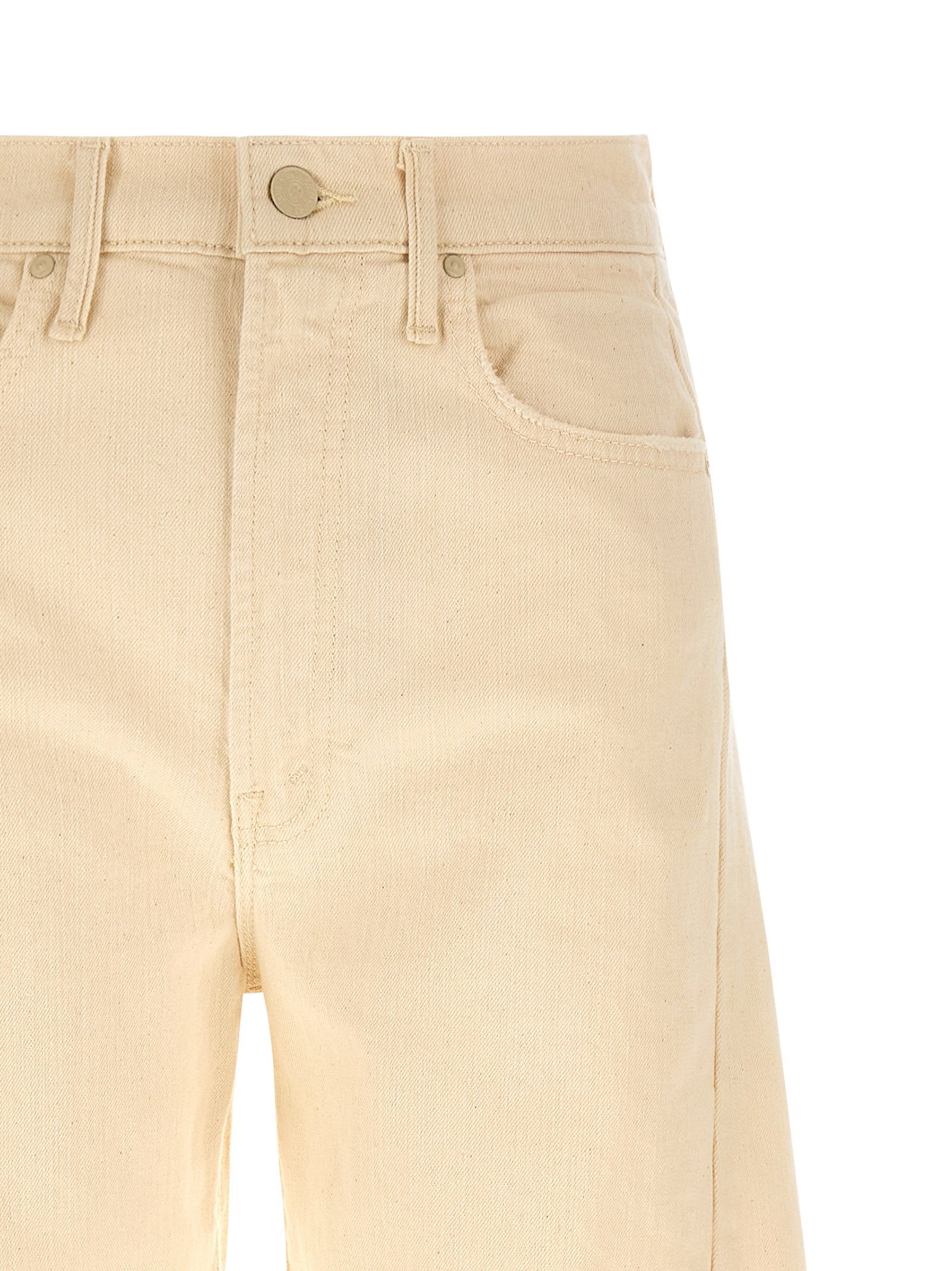Mother Denim Beige Cotton High-Waisted Jean