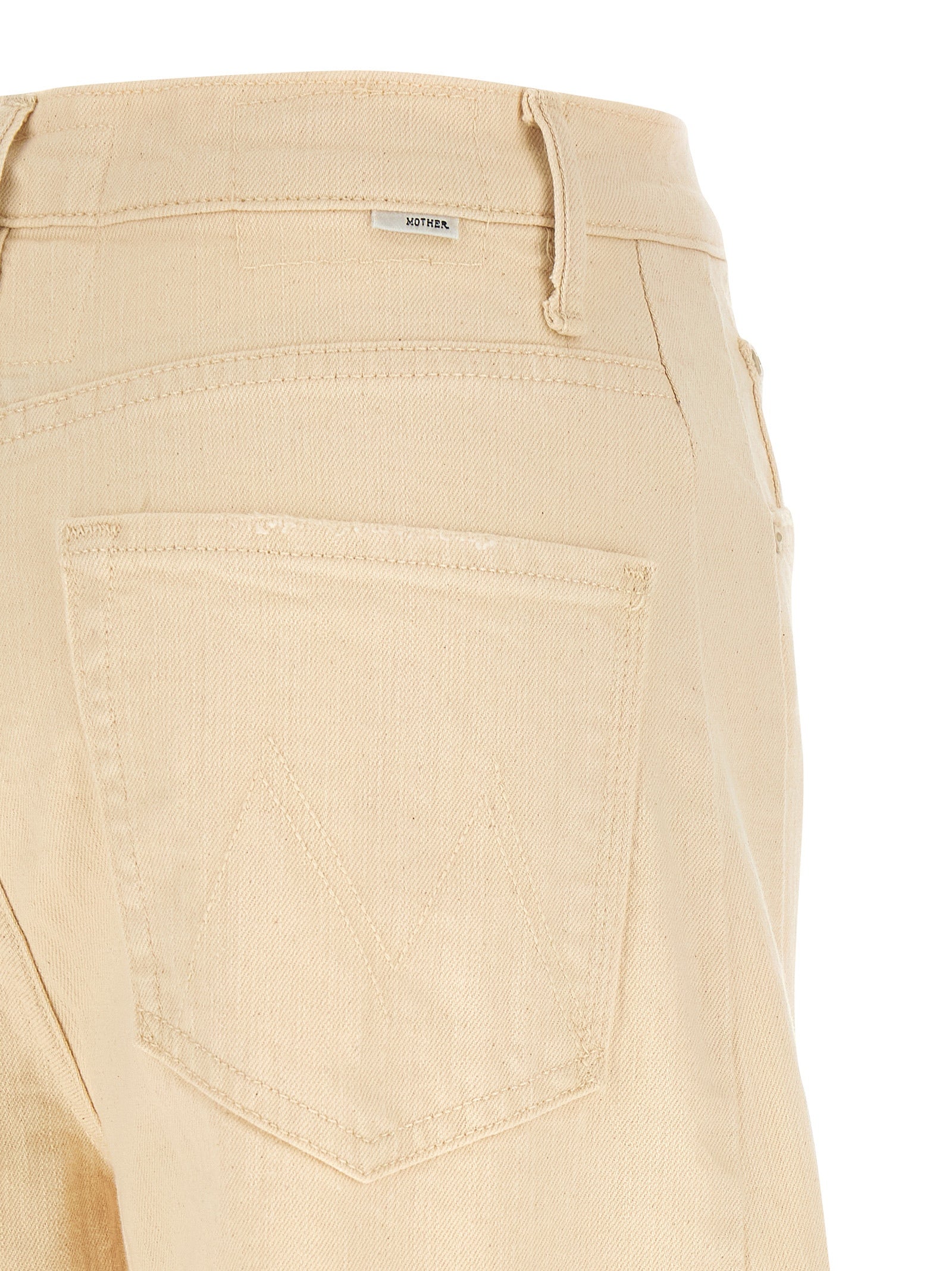 Mother Denim Beige Cotton High-Waisted Jean