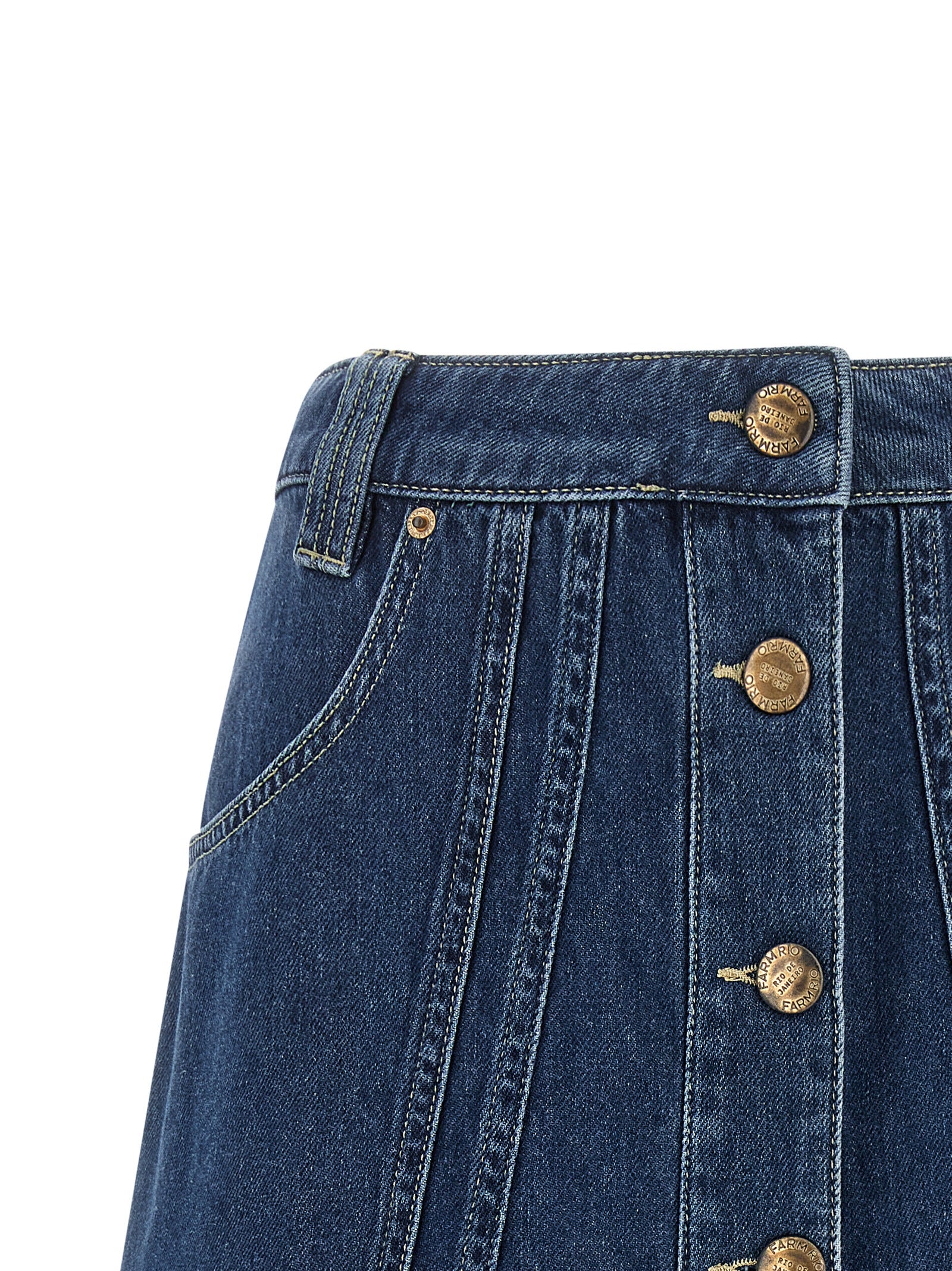 FARM RIO Blue Cotton Long Skirt